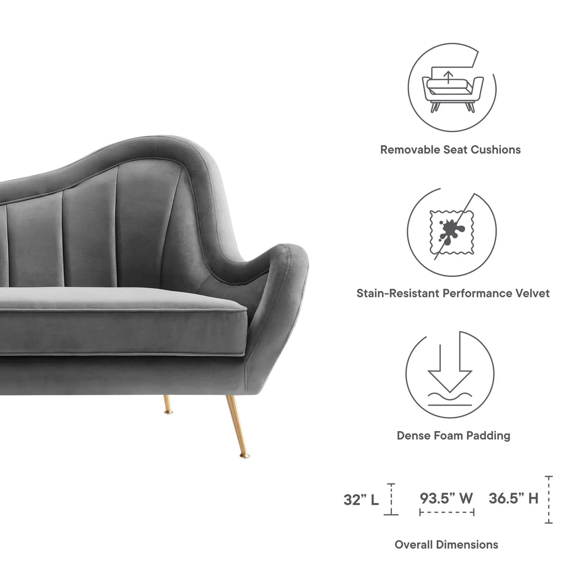 Cheshire Channel Tufted Performance Velvet Sofa. - Venini Furniture 