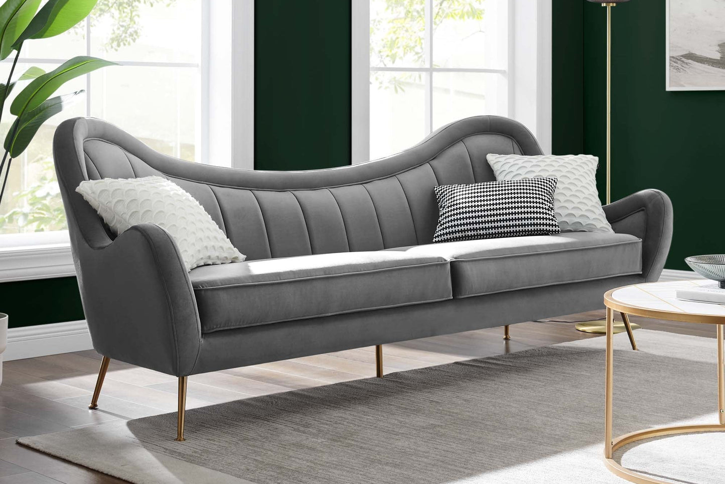 Cheshire Channel Tufted Performance Velvet Sofa. - Venini Furniture 