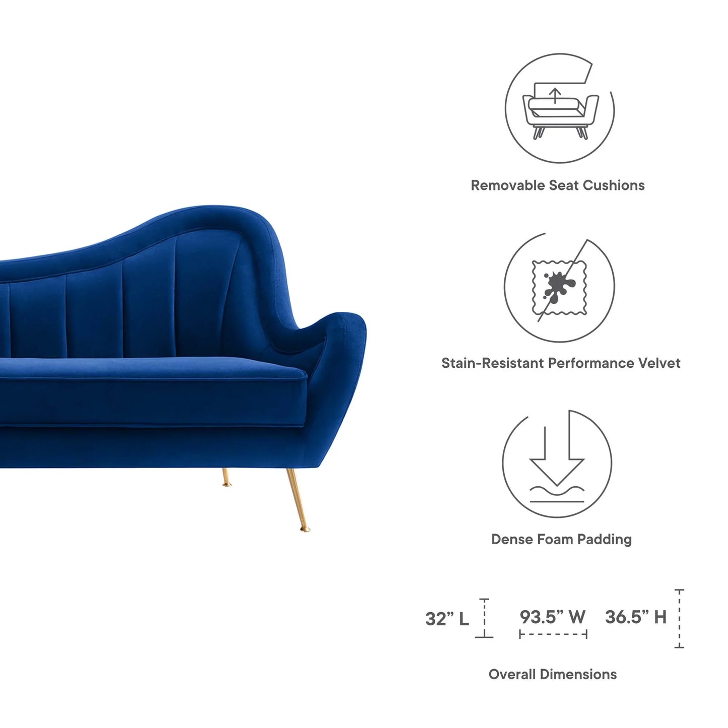 Cheshire Channel Tufted Performance Velvet Sofa. - Venini Furniture 