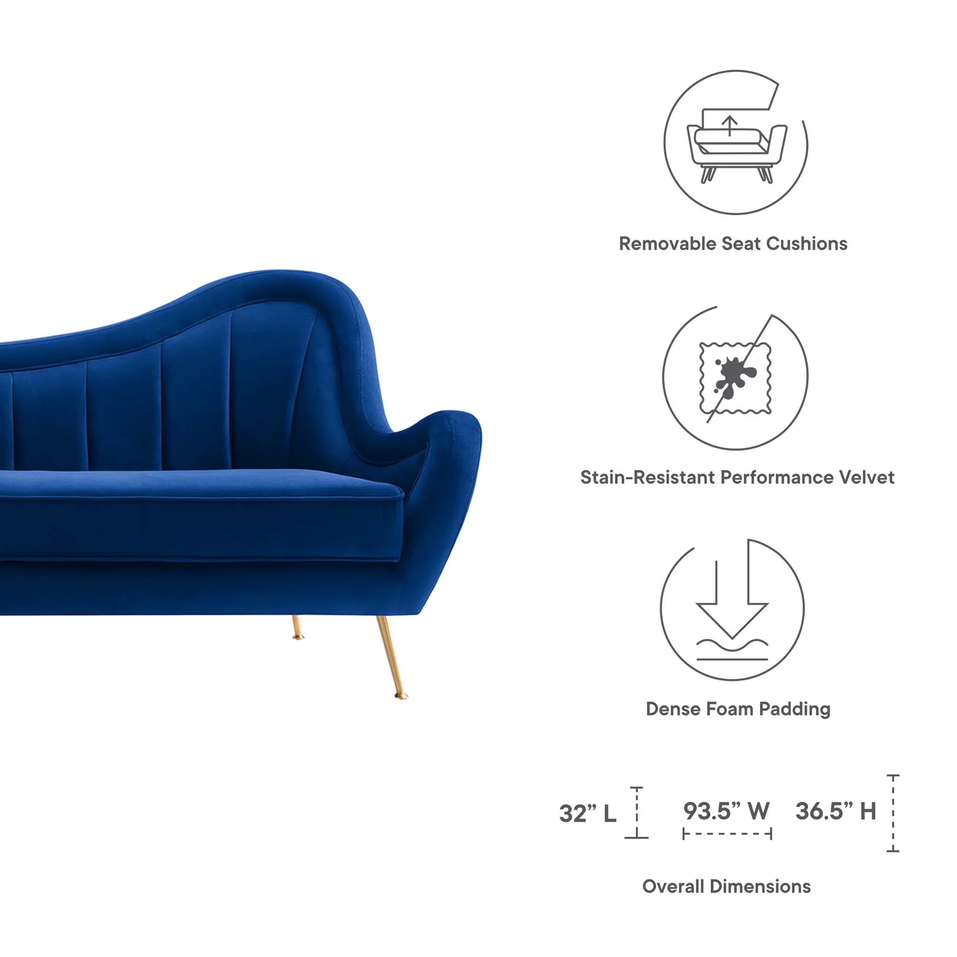 Cheshire Channel Tufted Performance Velvet Sofa. - Venini Furniture 