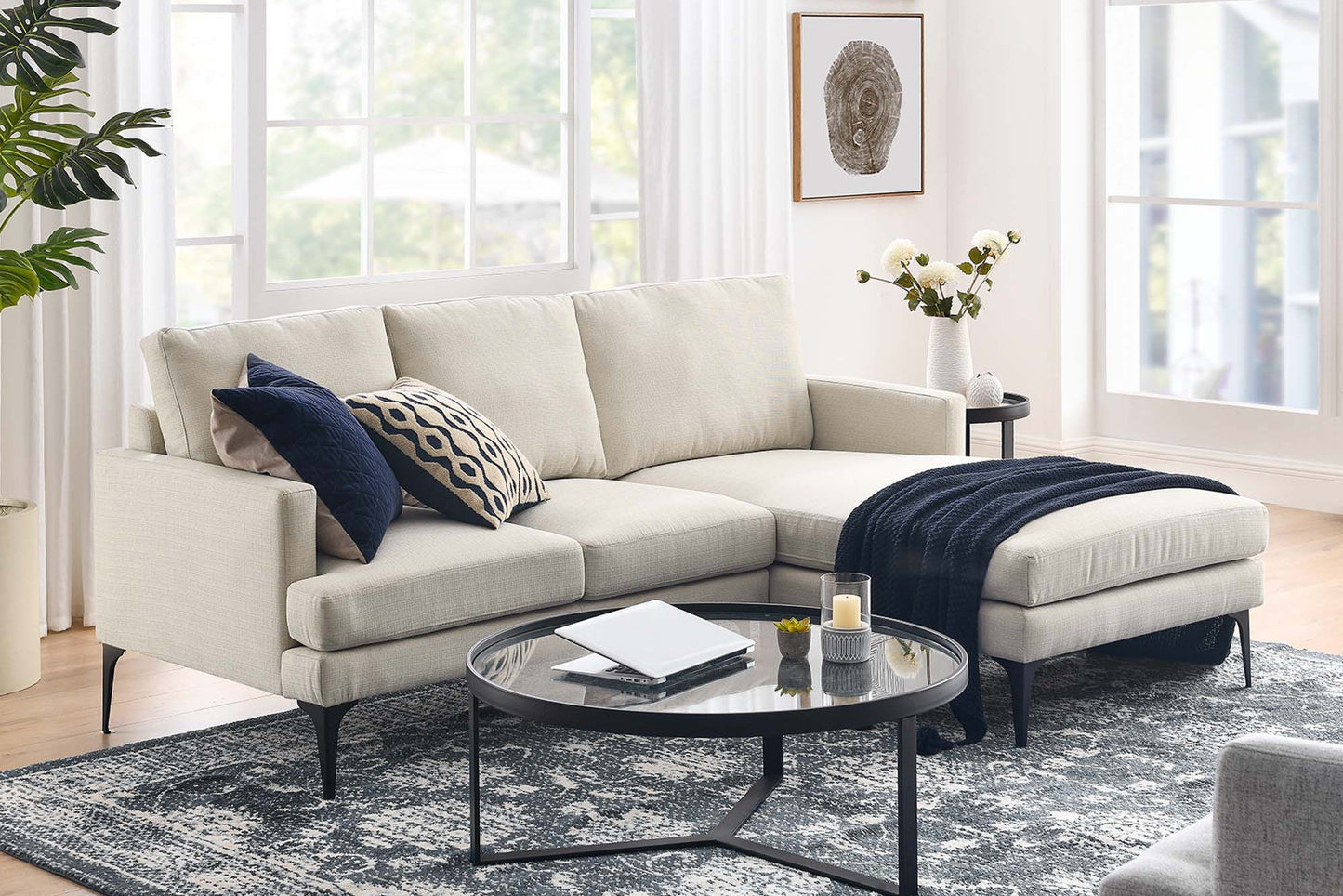 Evermore Right-Facing Upholstered Fabric Sectional Sofa. - Venini Furniture 
