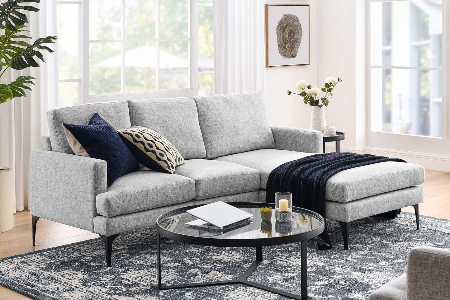 Evermore Right-Facing Upholstered Fabric Sectional Sofa. - Venini Furniture 