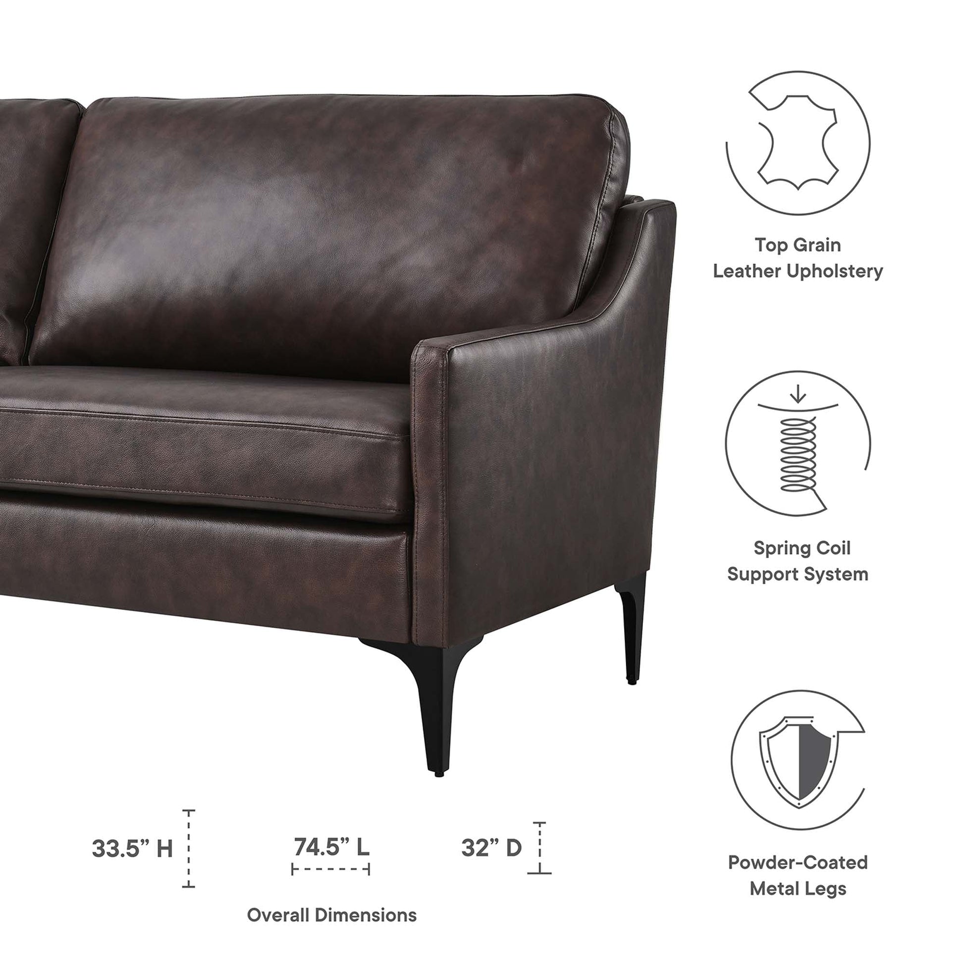 Corland Leather Sofa. - Venini Furniture 