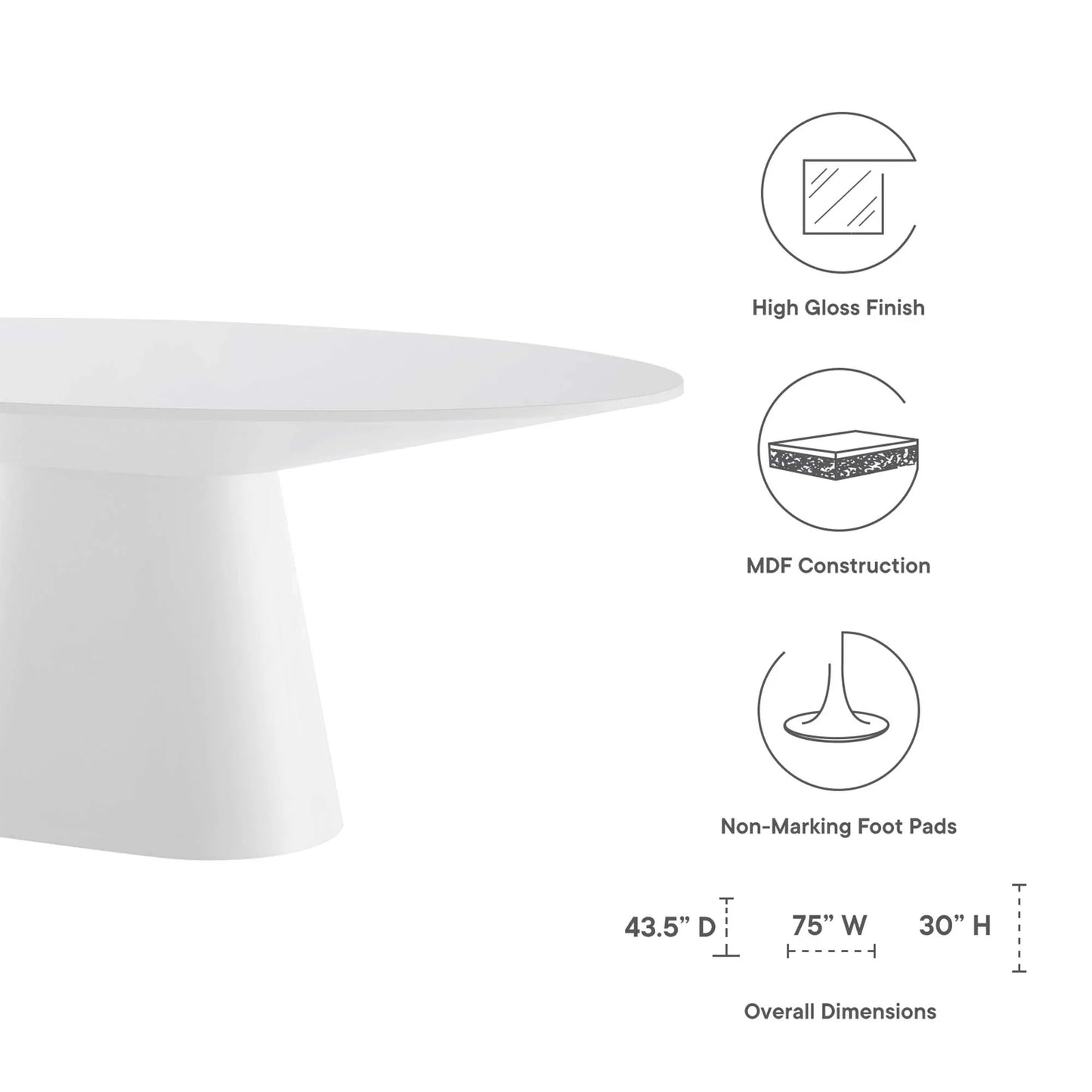Provision 47" Round Dining Table in White. - Venini Furniture 