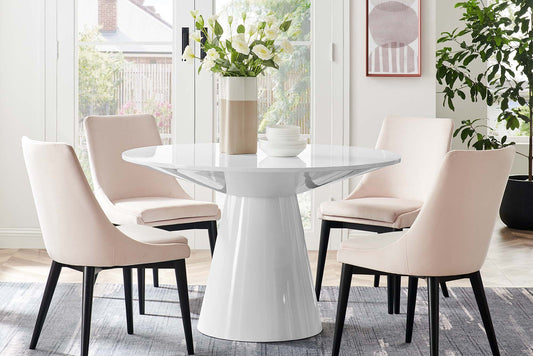 Provision 47" Round Dining Table in White. - Venini Furniture 