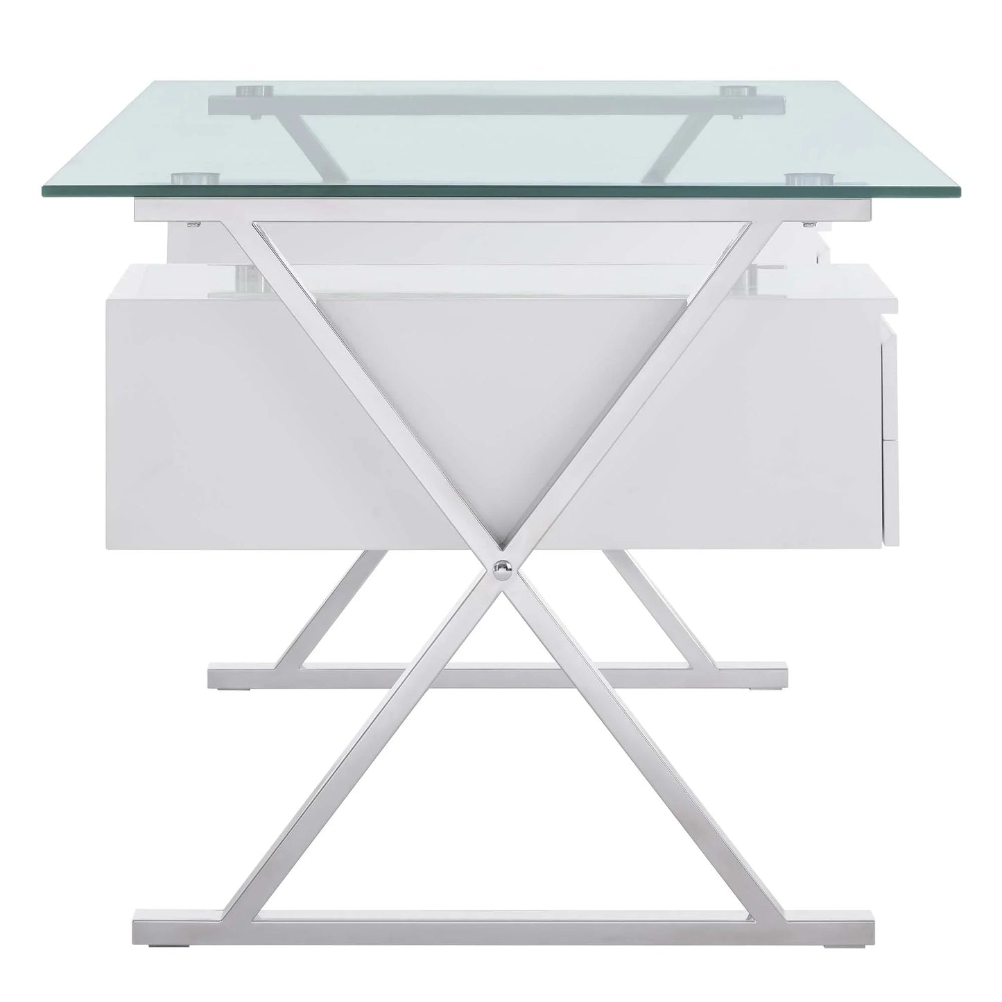 Sector 71" Glass Top Glass Office Desk. - Venini Furniture 