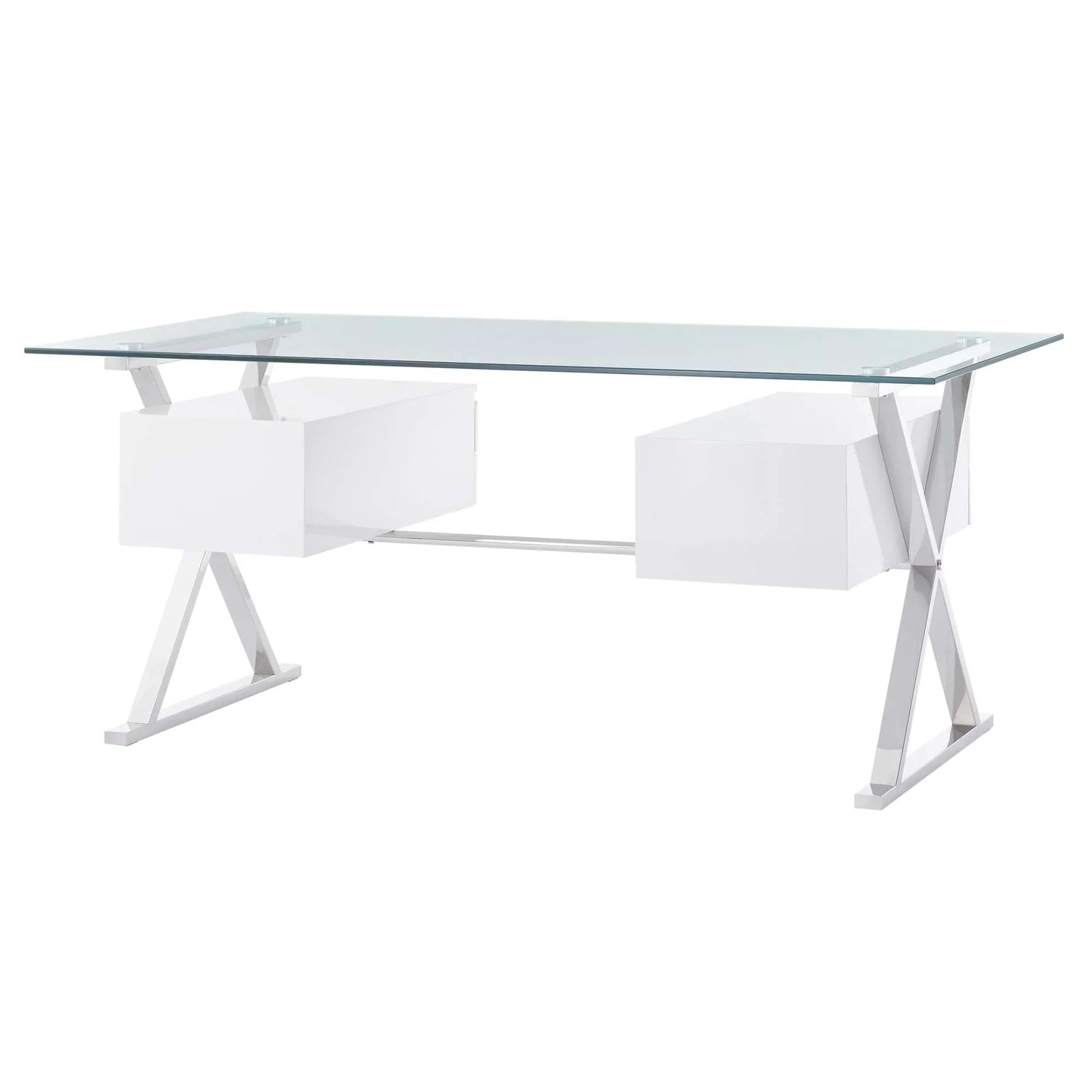 Sector 71" Glass Top Glass Office Desk. - Venini Furniture 