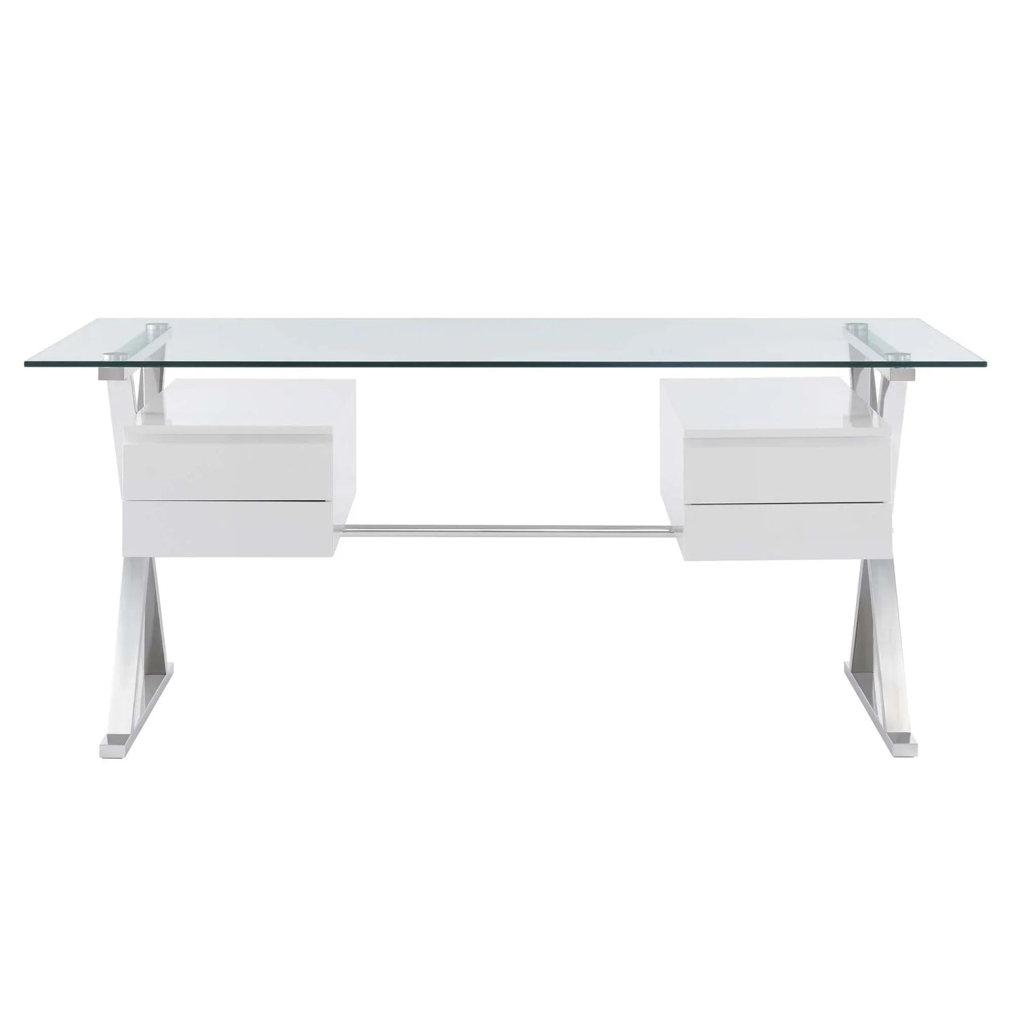Sector 71" Glass Top Glass Office Desk. - Venini Furniture 