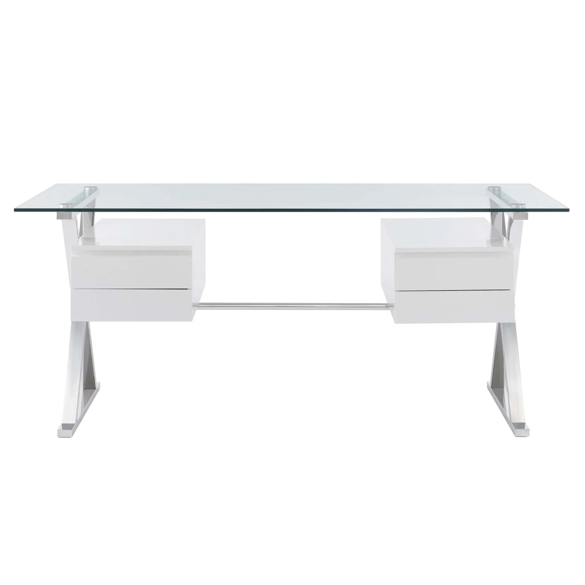 Sector 71" Glass Top Glass Office Desk. - Venini Furniture 