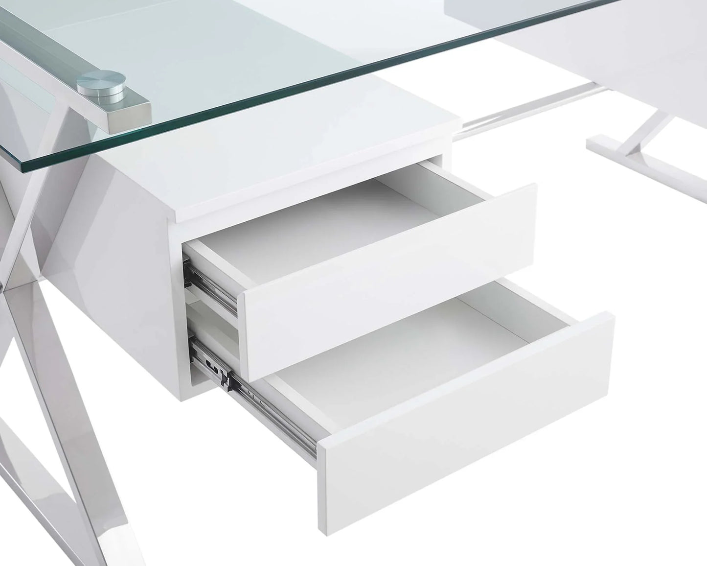 Sector 71" Glass Top Glass Office Desk. - Venini Furniture 
