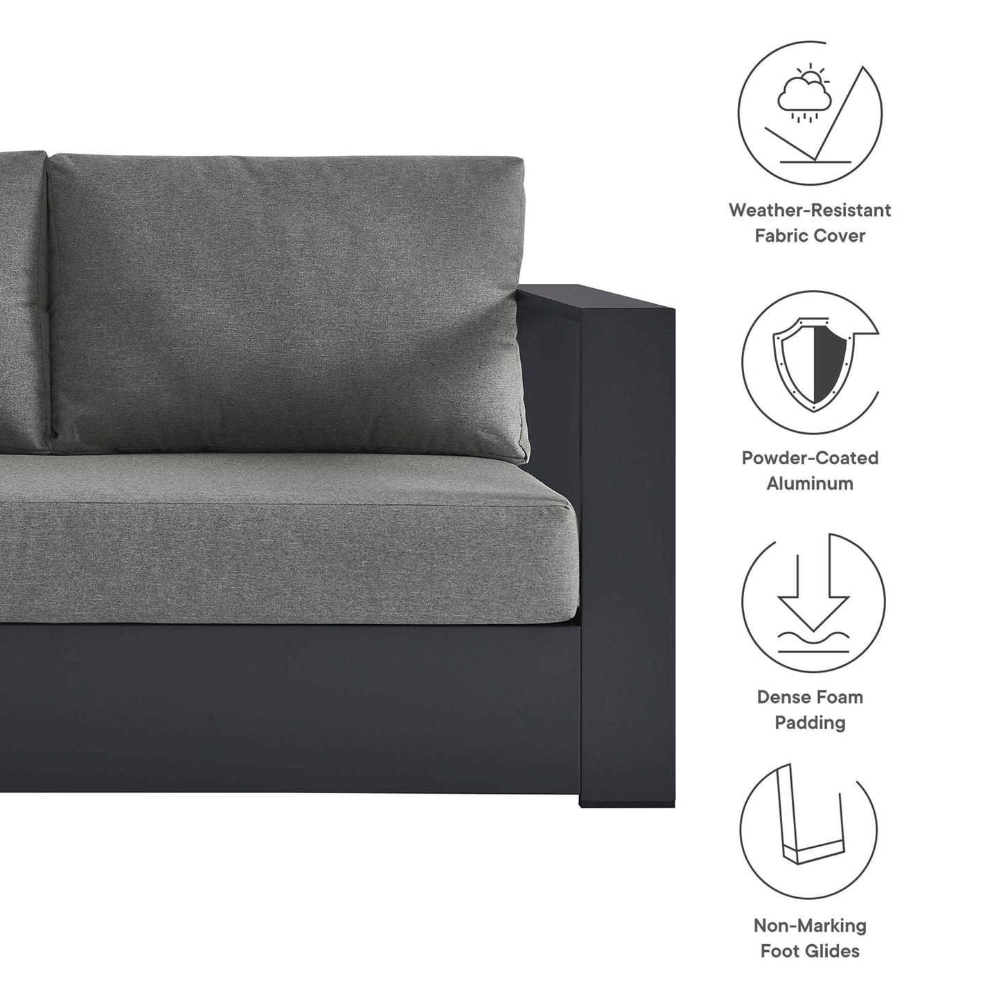 Tahoe 3-Piece Outdoor Patio Powder-Coated Aluminum Sectional Sofa Set. - Venini Furniture 