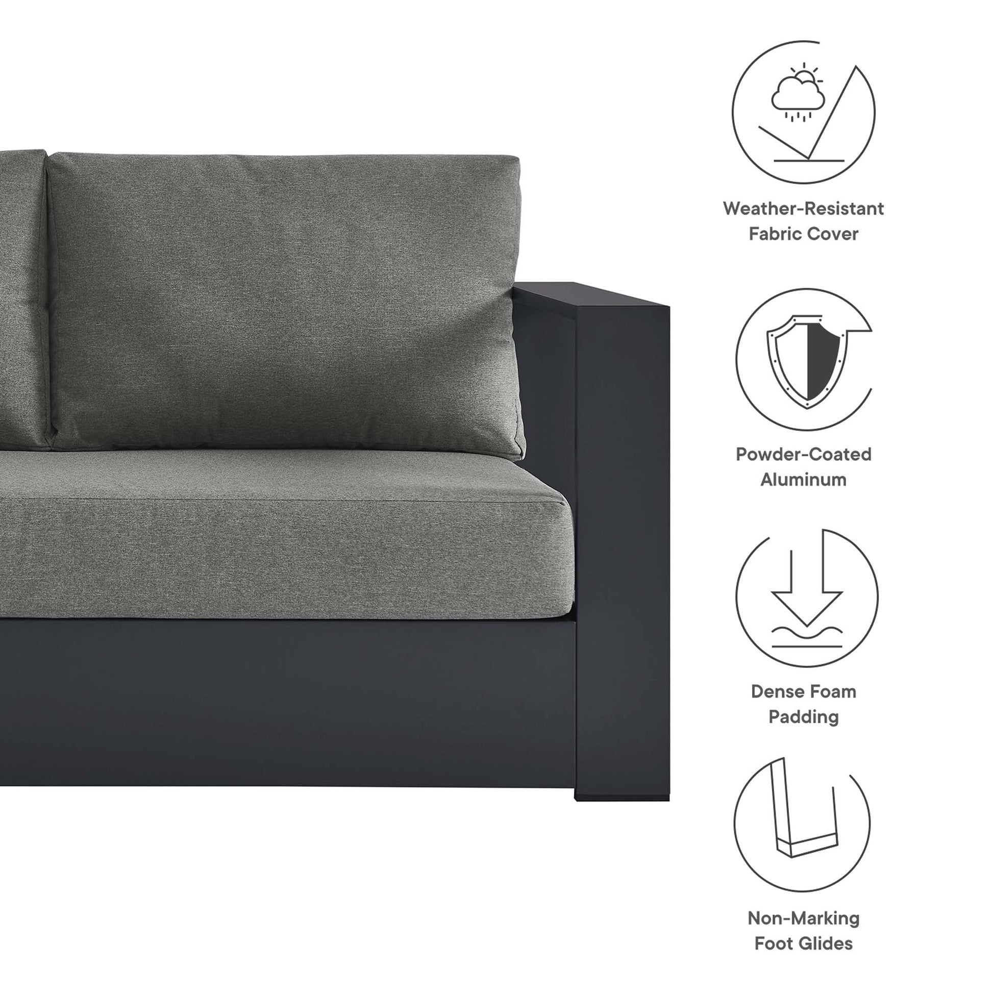 Tahoe 3-Piece Outdoor Patio Powder-Coated Aluminum Sectional Sofa Set. - Venini Furniture 