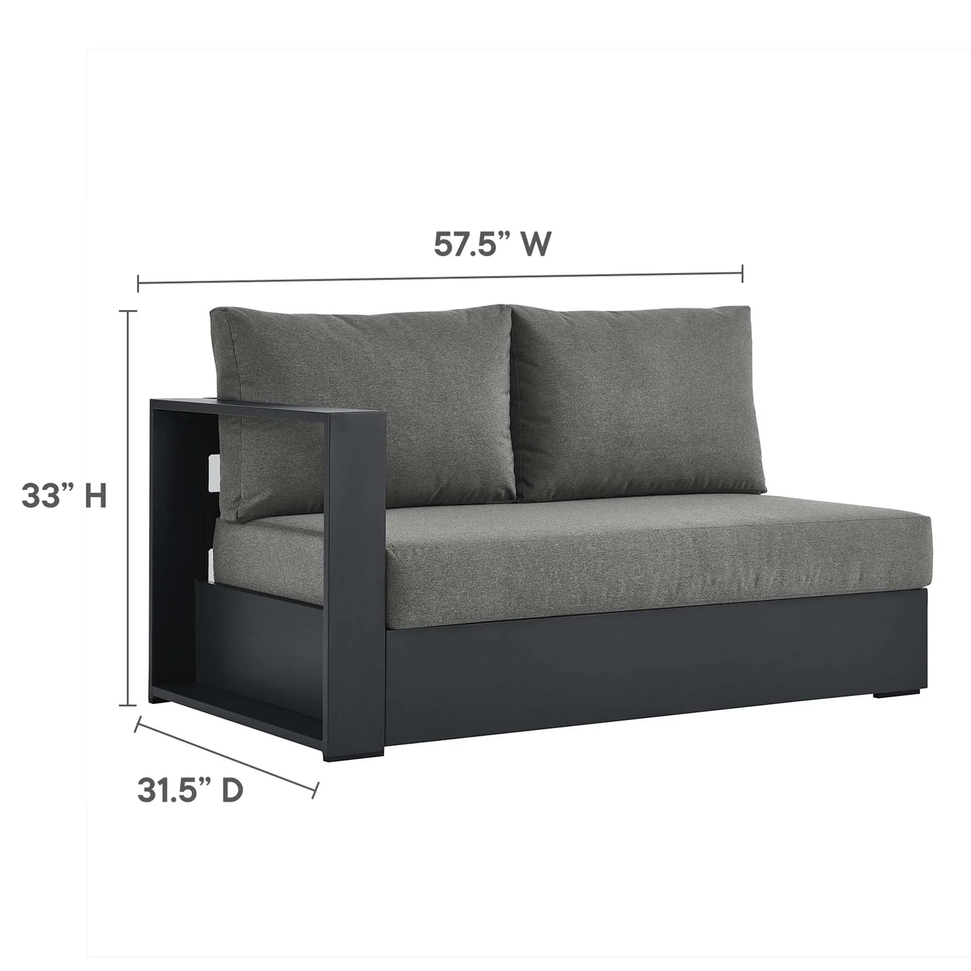 Tahoe 3-Piece Outdoor Patio Powder-Coated Aluminum Sectional Sofa Set. - Venini Furniture 