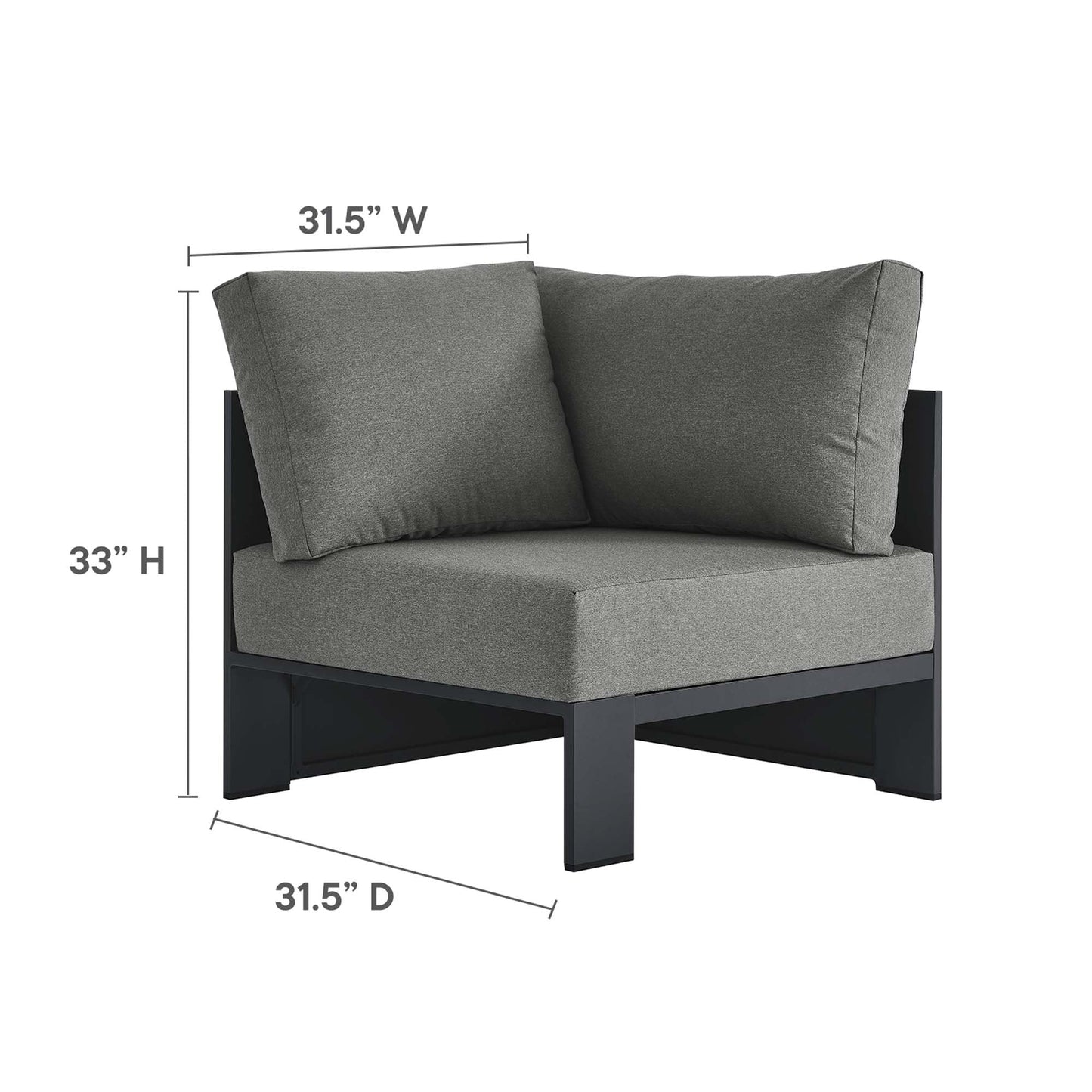 Tahoe 3-Piece Outdoor Patio Powder-Coated Aluminum Sectional Sofa Set. - Venini Furniture 