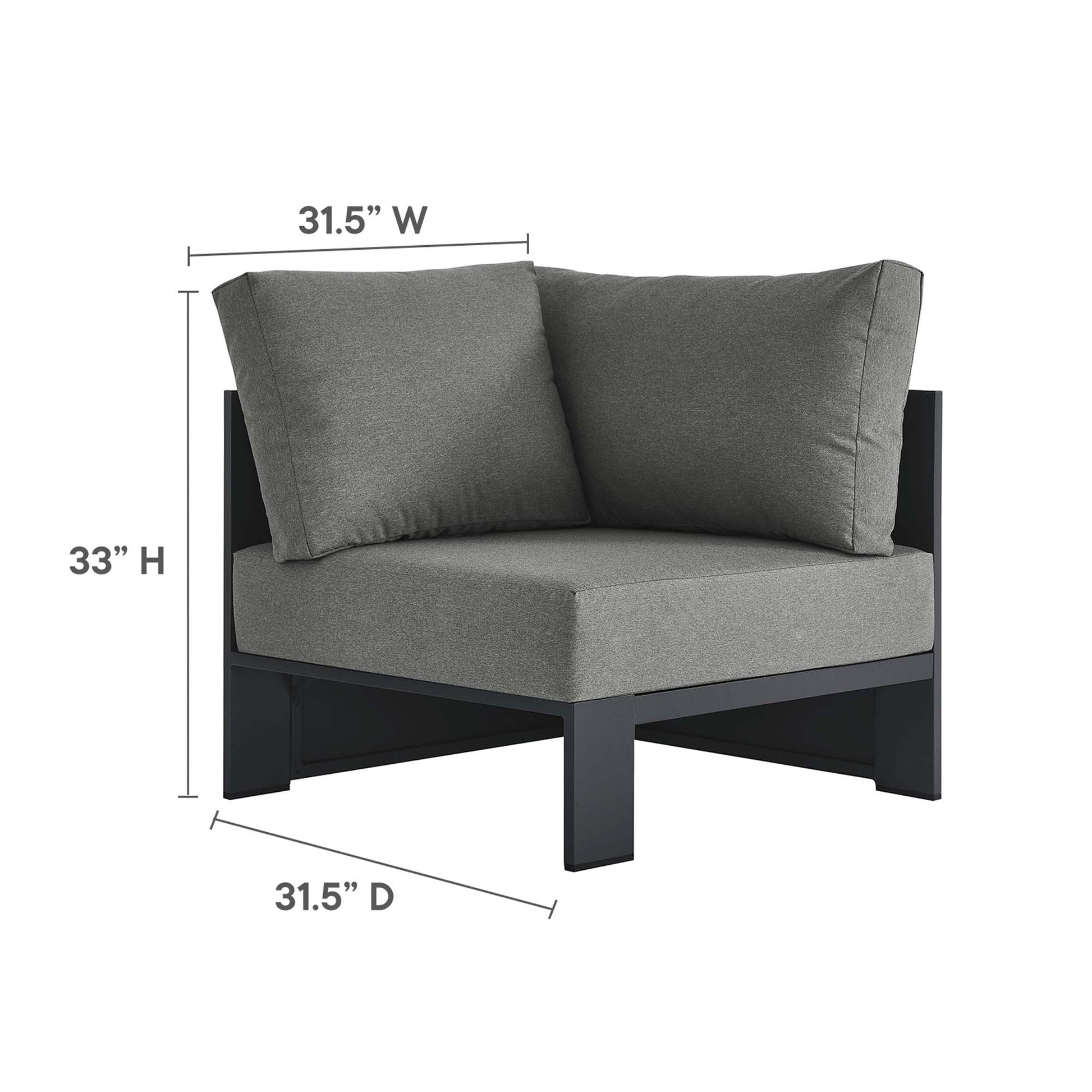 Tahoe 3-Piece Outdoor Patio Powder-Coated Aluminum Sectional Sofa Set. - Venini Furniture 