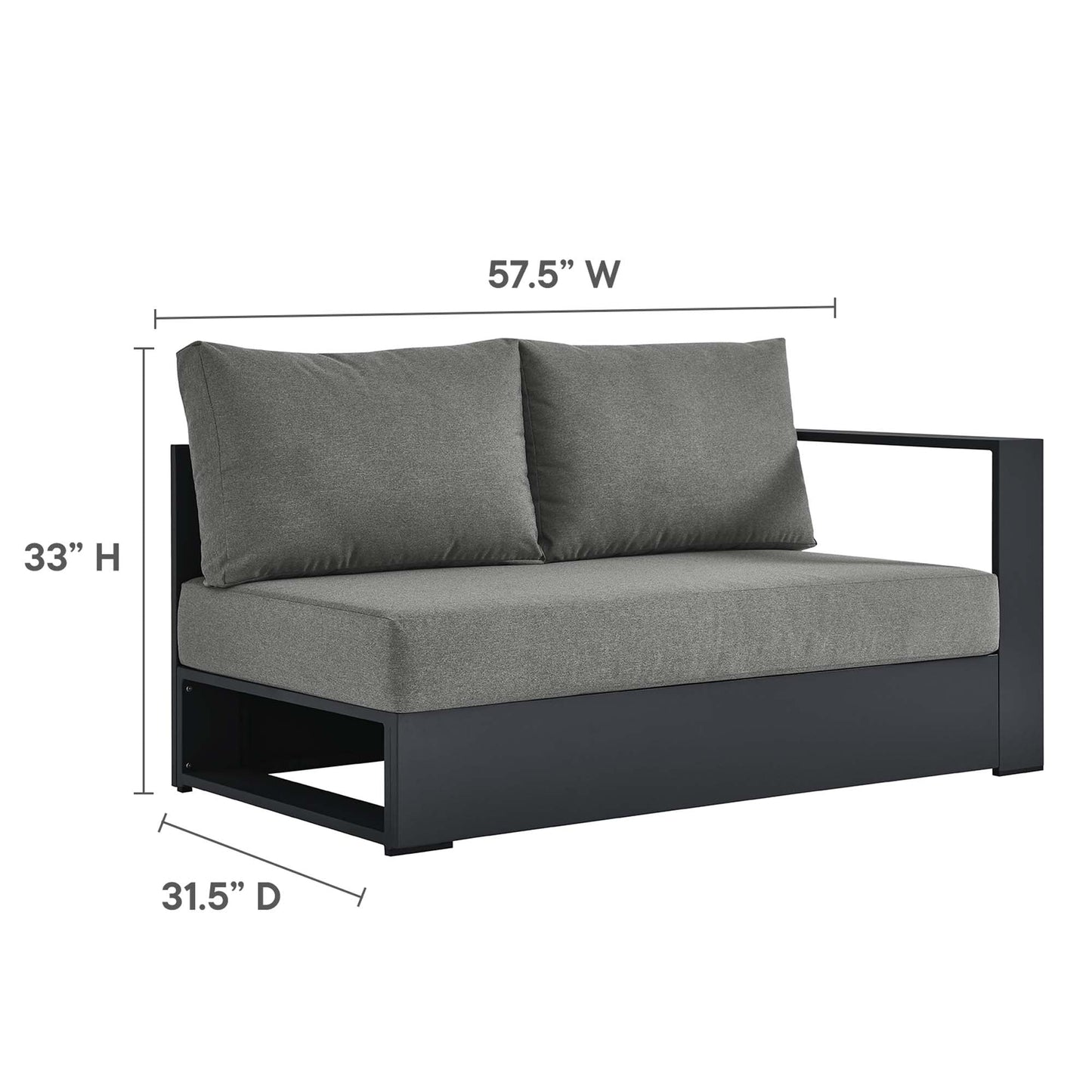 Tahoe 3-Piece Outdoor Patio Powder-Coated Aluminum Sectional Sofa Set. - Venini Furniture 