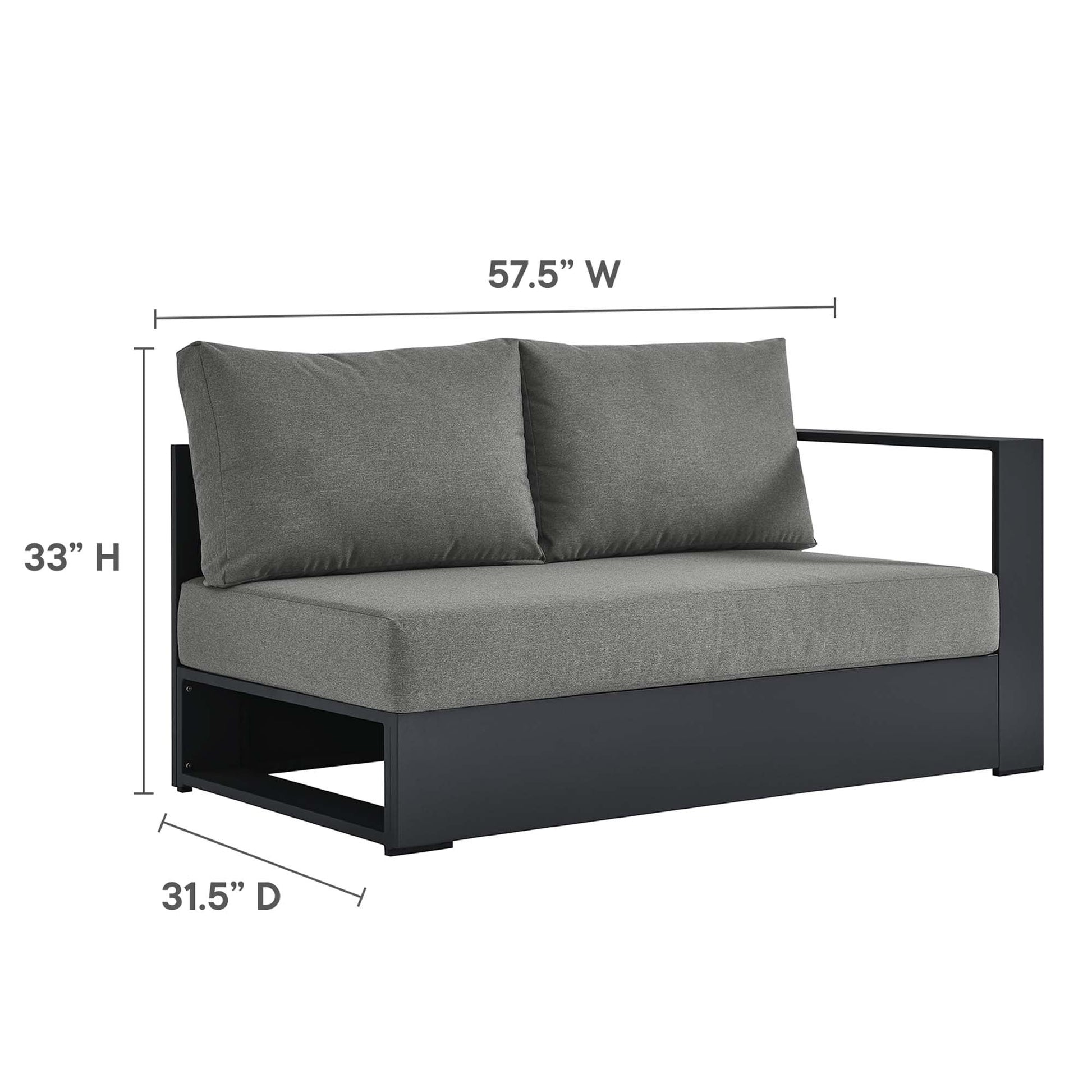 Tahoe 3-Piece Outdoor Patio Powder-Coated Aluminum Sectional Sofa Set. - Venini Furniture 