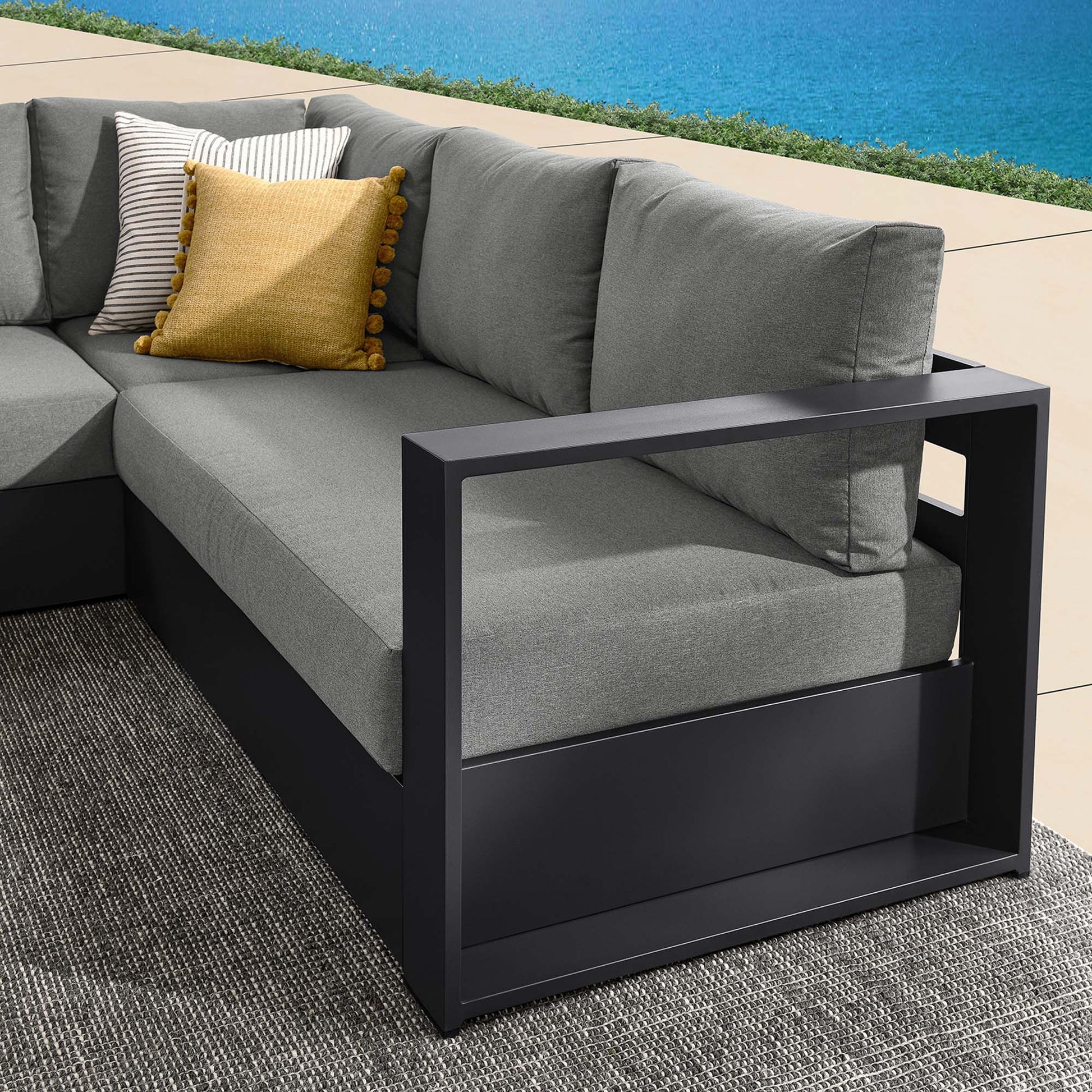 Tahoe 3-Piece Outdoor Patio Powder-Coated Aluminum Sectional Sofa Set. - Venini Furniture 