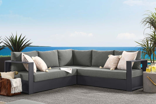 Tahoe 3-Piece Outdoor Patio Powder-Coated Aluminum Sectional Sofa Set. - Venini Furniture 