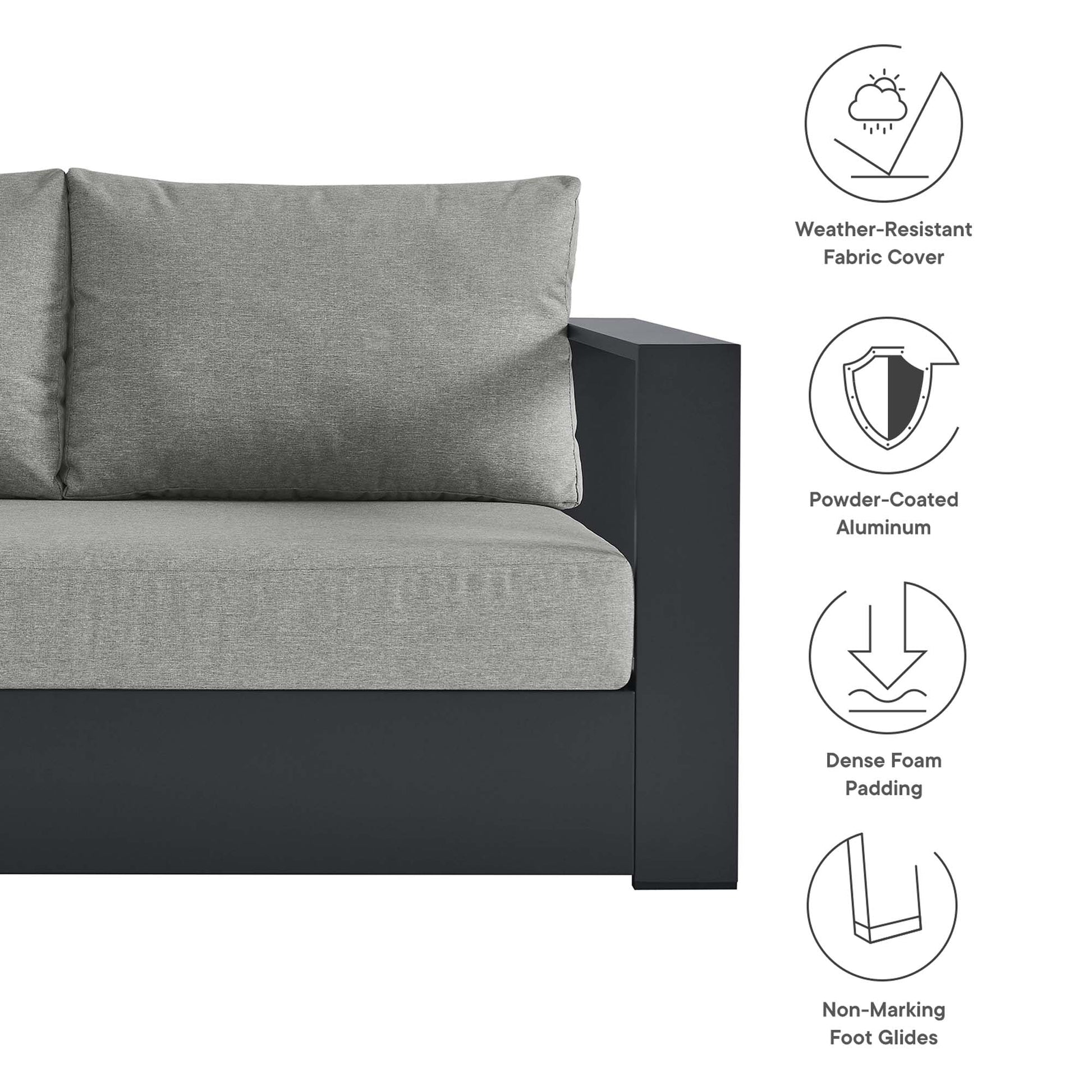 Tahoe 3-Piece Outdoor Patio Powder-Coated Aluminum Sectional Sofa Set. - Venini Furniture 