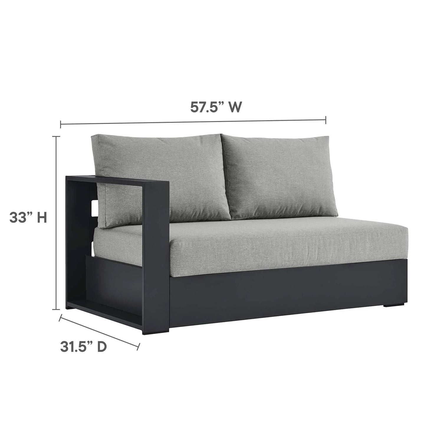 Tahoe 3-Piece Outdoor Patio Powder-Coated Aluminum Sectional Sofa Set. - Venini Furniture 