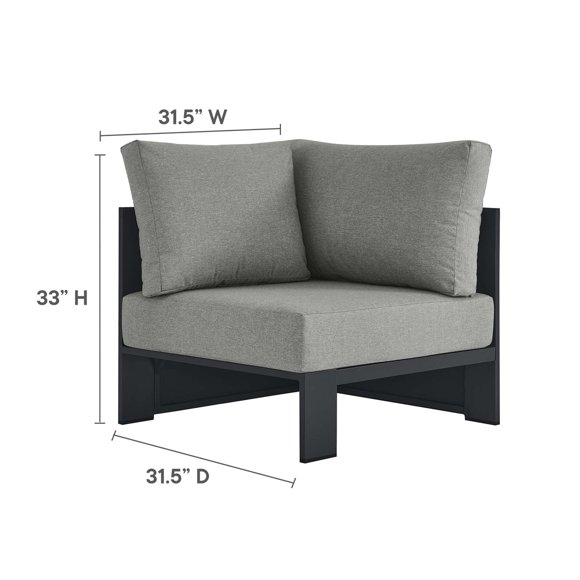 Tahoe 3-Piece Outdoor Patio Powder-Coated Aluminum Sectional Sofa Set. - Venini Furniture 