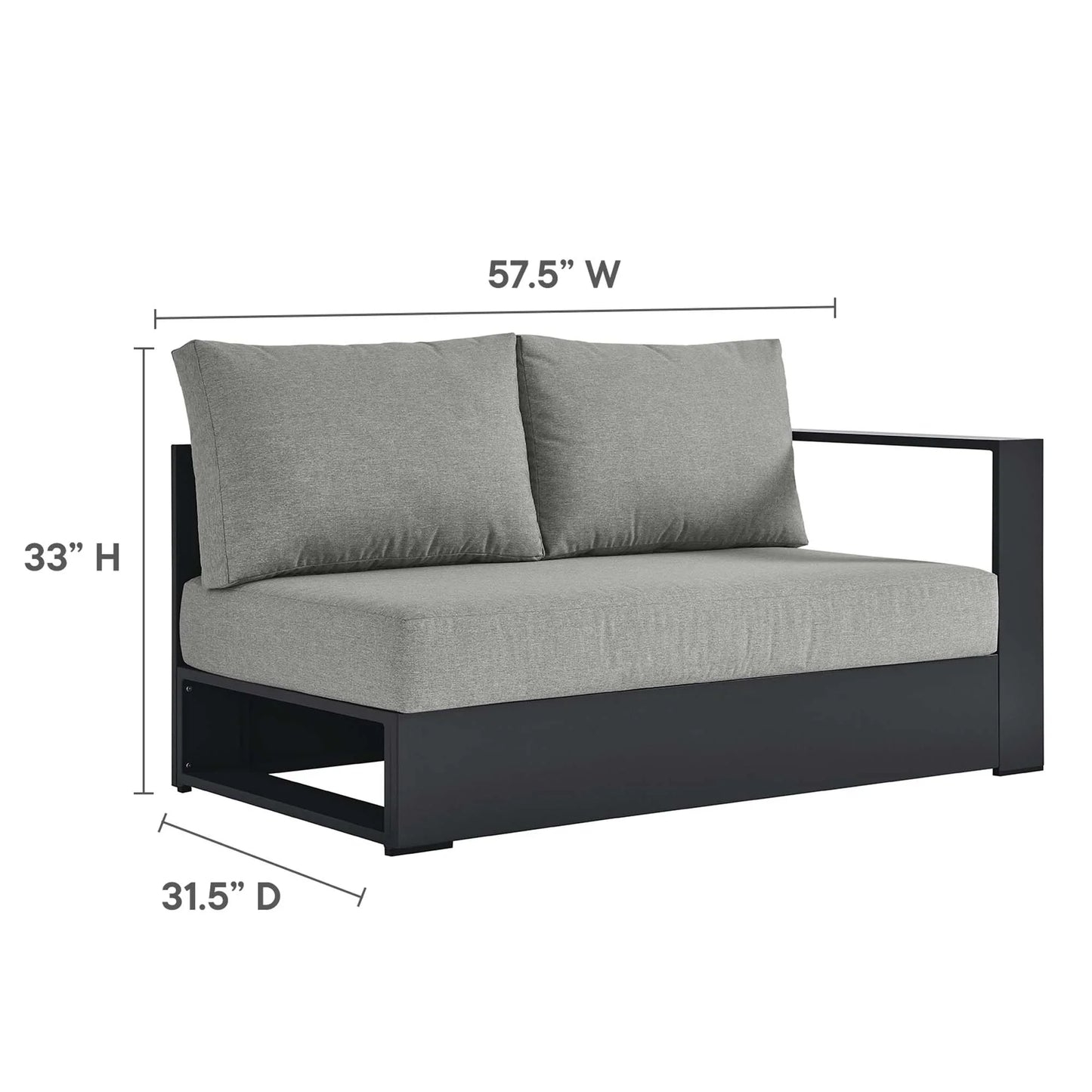 Tahoe 3-Piece Outdoor Patio Powder-Coated Aluminum Sectional Sofa Set. - Venini Furniture 