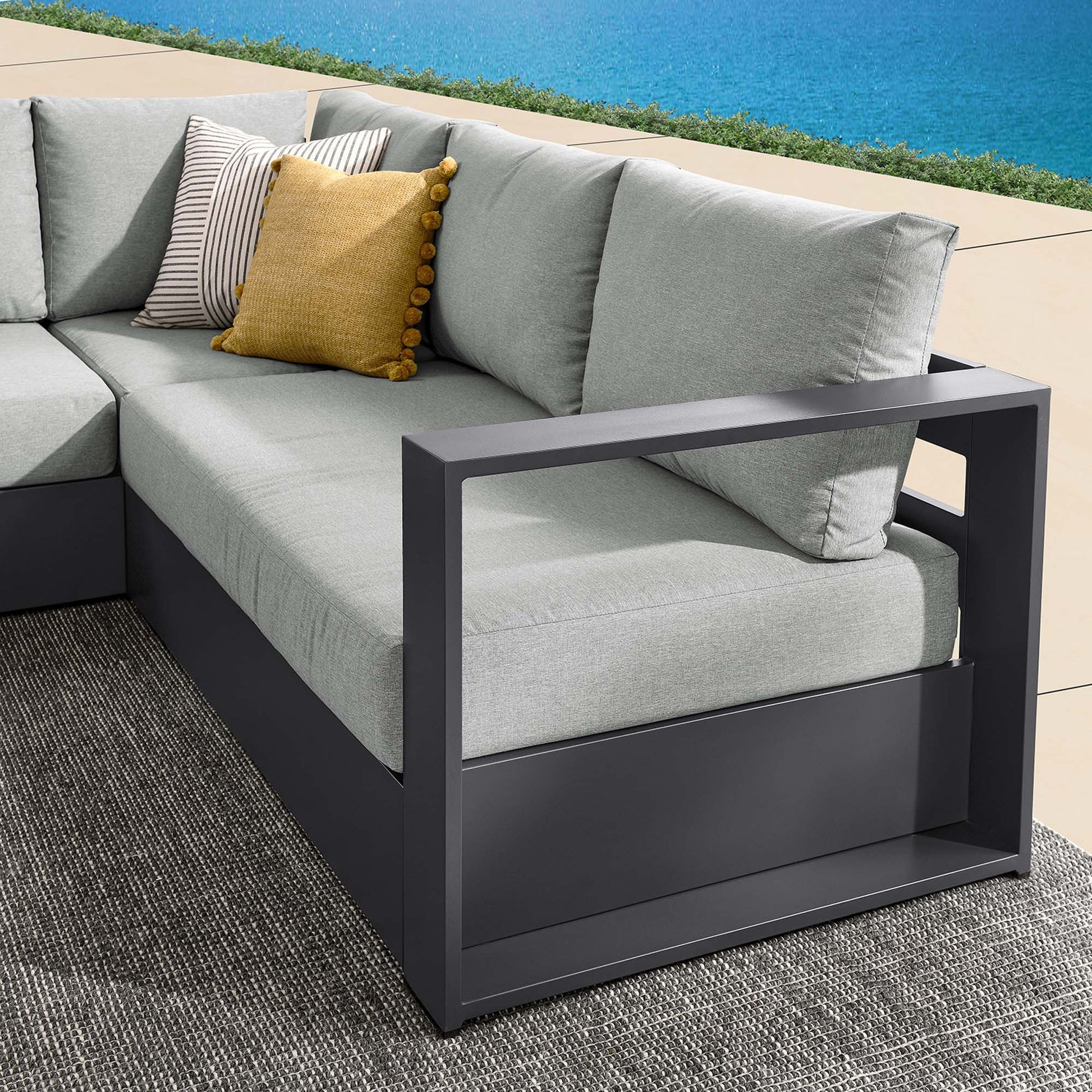 Tahoe 3-Piece Outdoor Patio Powder-Coated Aluminum Sectional Sofa Set. - Venini Furniture 