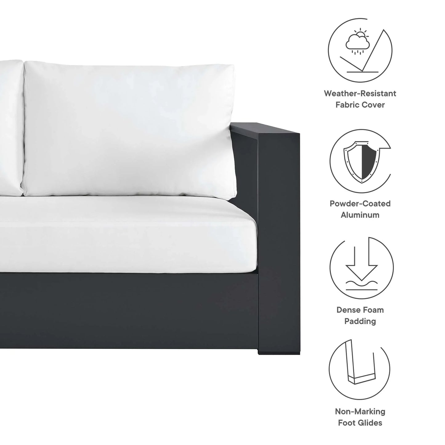 Tahoe 3-Piece Outdoor Patio Powder-Coated Aluminum Sectional Sofa Set. - Venini Furniture 