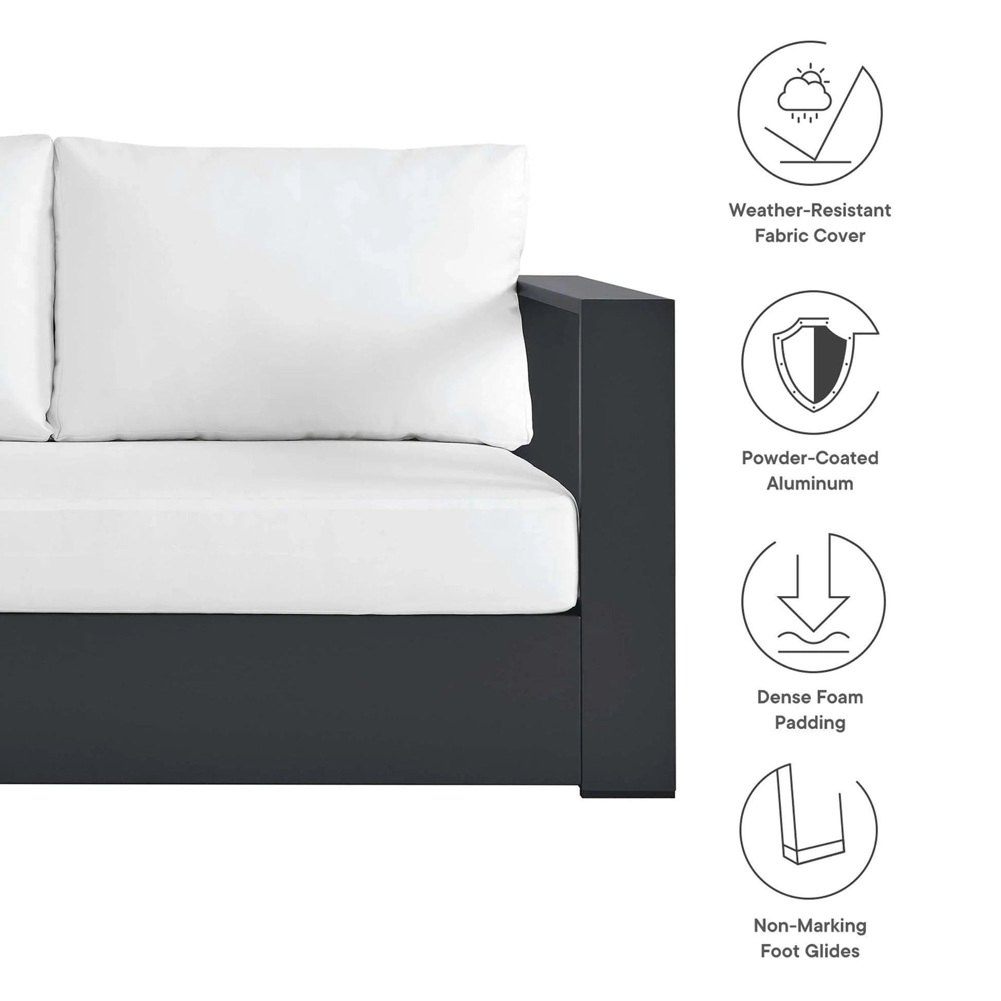 Tahoe 3-Piece Outdoor Patio Powder-Coated Aluminum Sectional Sofa Set. - Venini Furniture 