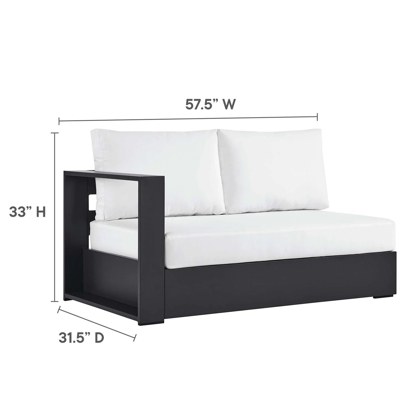 Tahoe 3-Piece Outdoor Patio Powder-Coated Aluminum Sectional Sofa Set. - Venini Furniture 
