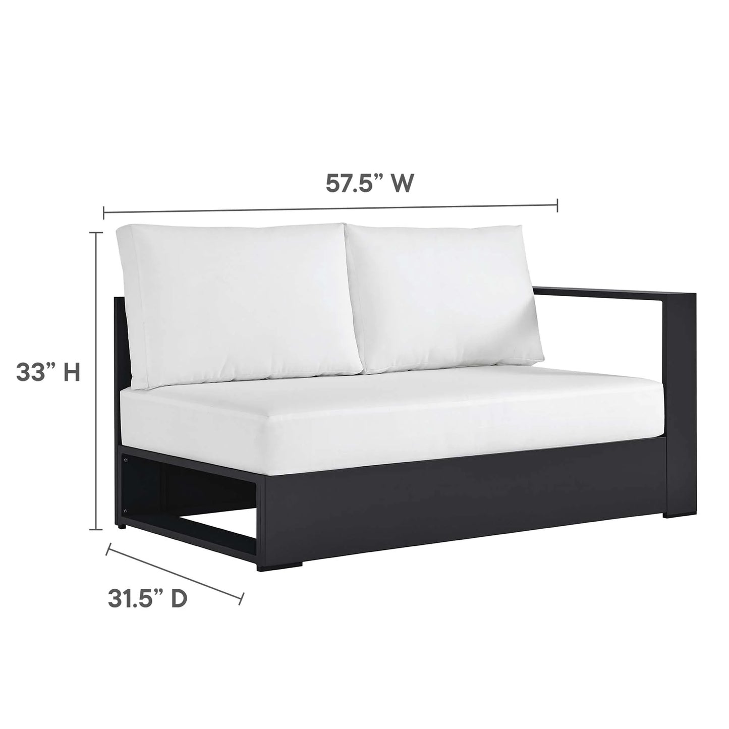 Tahoe 3-Piece Outdoor Patio Powder-Coated Aluminum Sectional Sofa Set. - Venini Furniture 