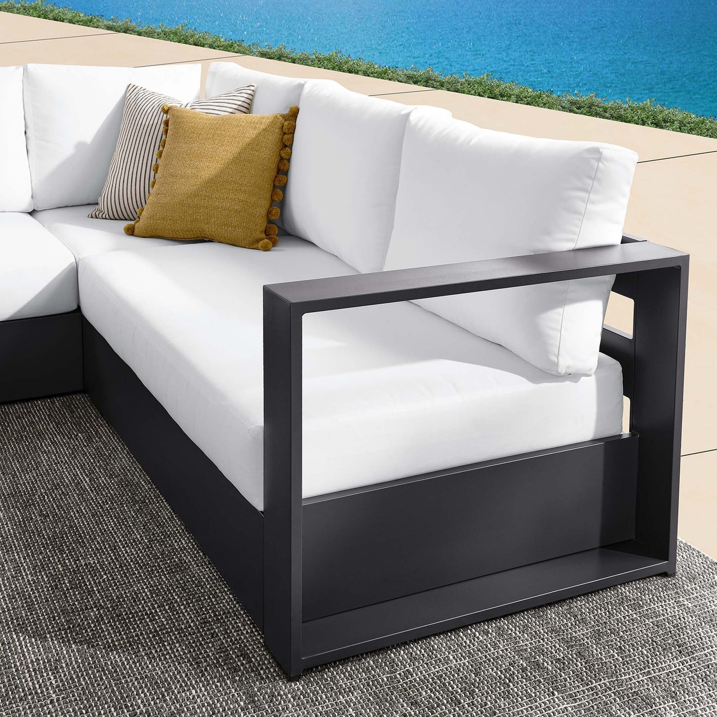 Tahoe 3-Piece Outdoor Patio Powder-Coated Aluminum Sectional Sofa Set. - Venini Furniture 