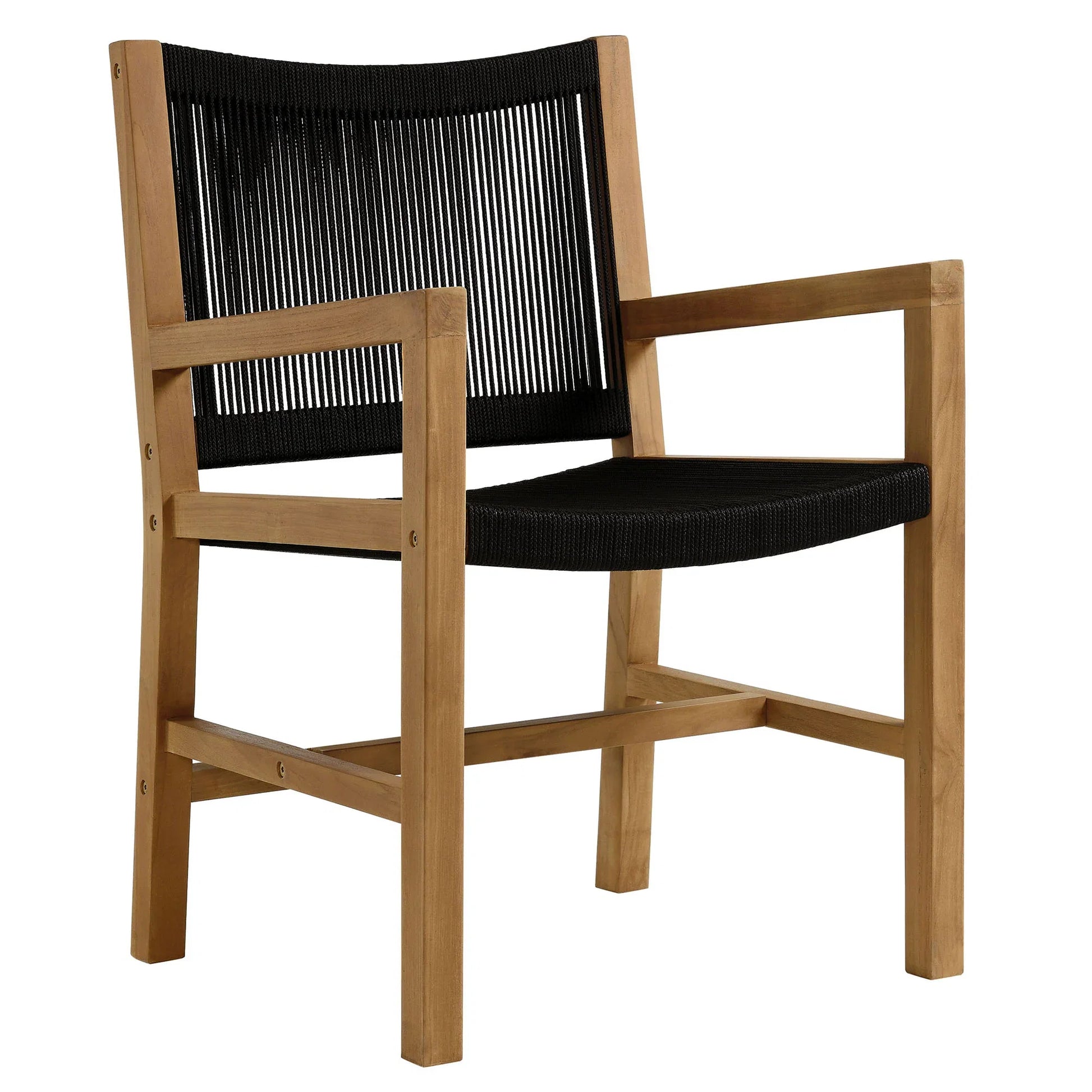 Vienna 7-Piece Outdoor Patio Teak and Rope Dining Set with Armless Chairs. - Venini Furniture 