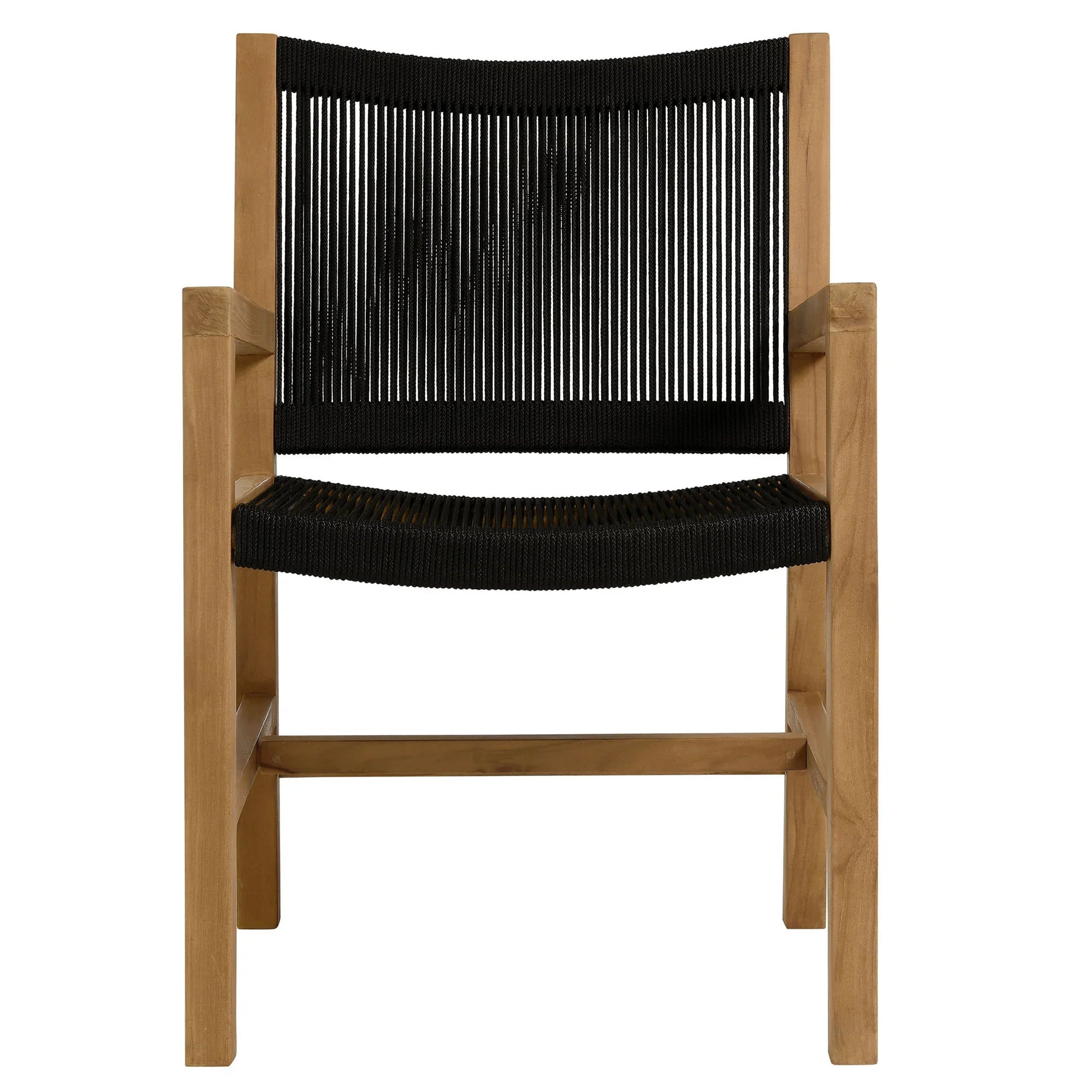 Vienna 7-Piece Outdoor Patio Teak and Rope Dining Set with Armless Chairs. - Venini Furniture 