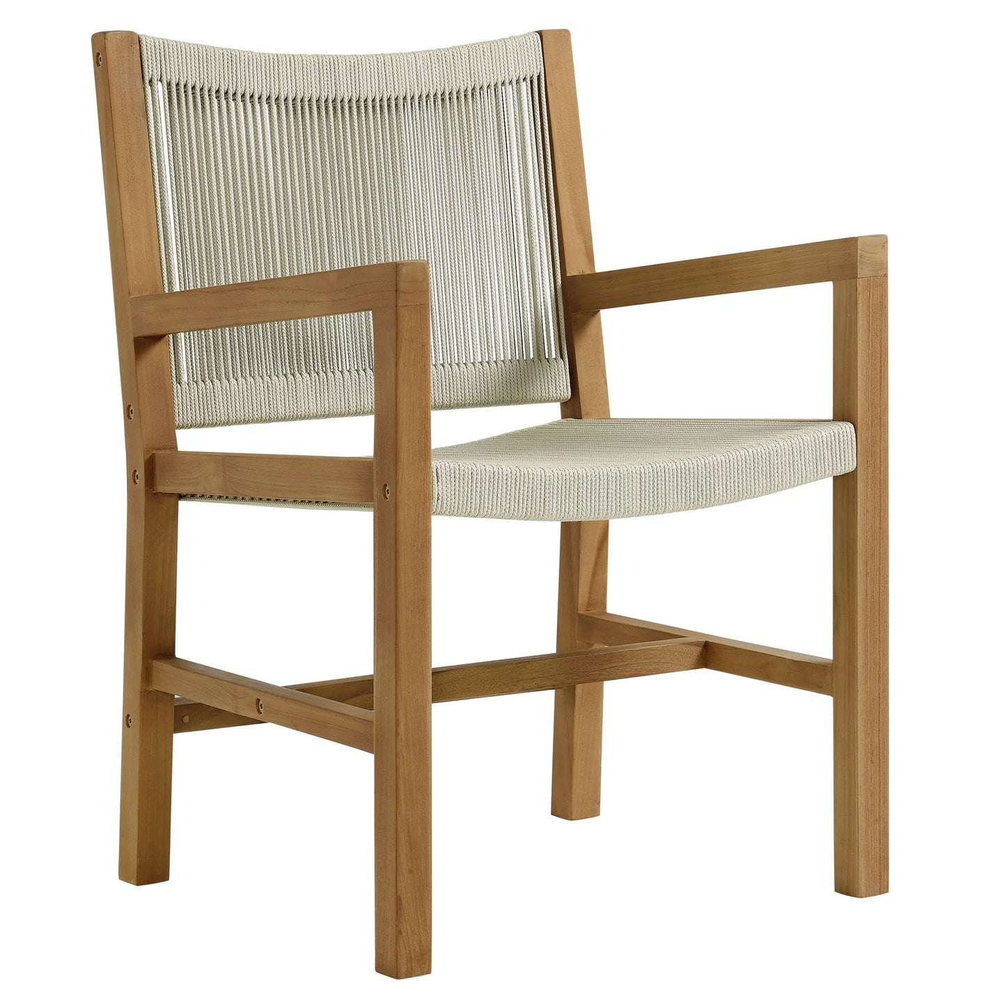 Vienna 7-Piece Outdoor Patio Teak and Rope Dining Set with Armless Chairs. - Venini Furniture 