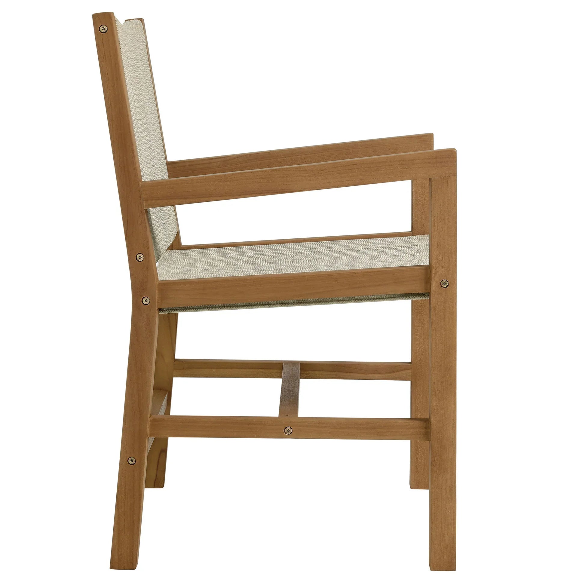 Vienna 7-Piece Outdoor Patio Teak and Rope Dining Set with Armless Chairs. - Venini Furniture 