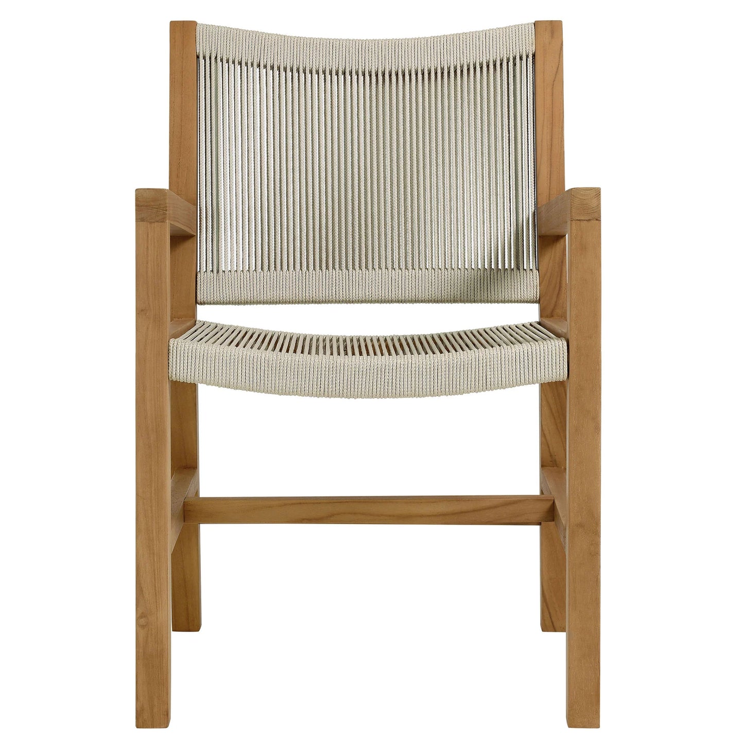 Vienna 7-Piece Outdoor Patio Teak and Rope Dining Set with Armless Chairs. - Venini Furniture 