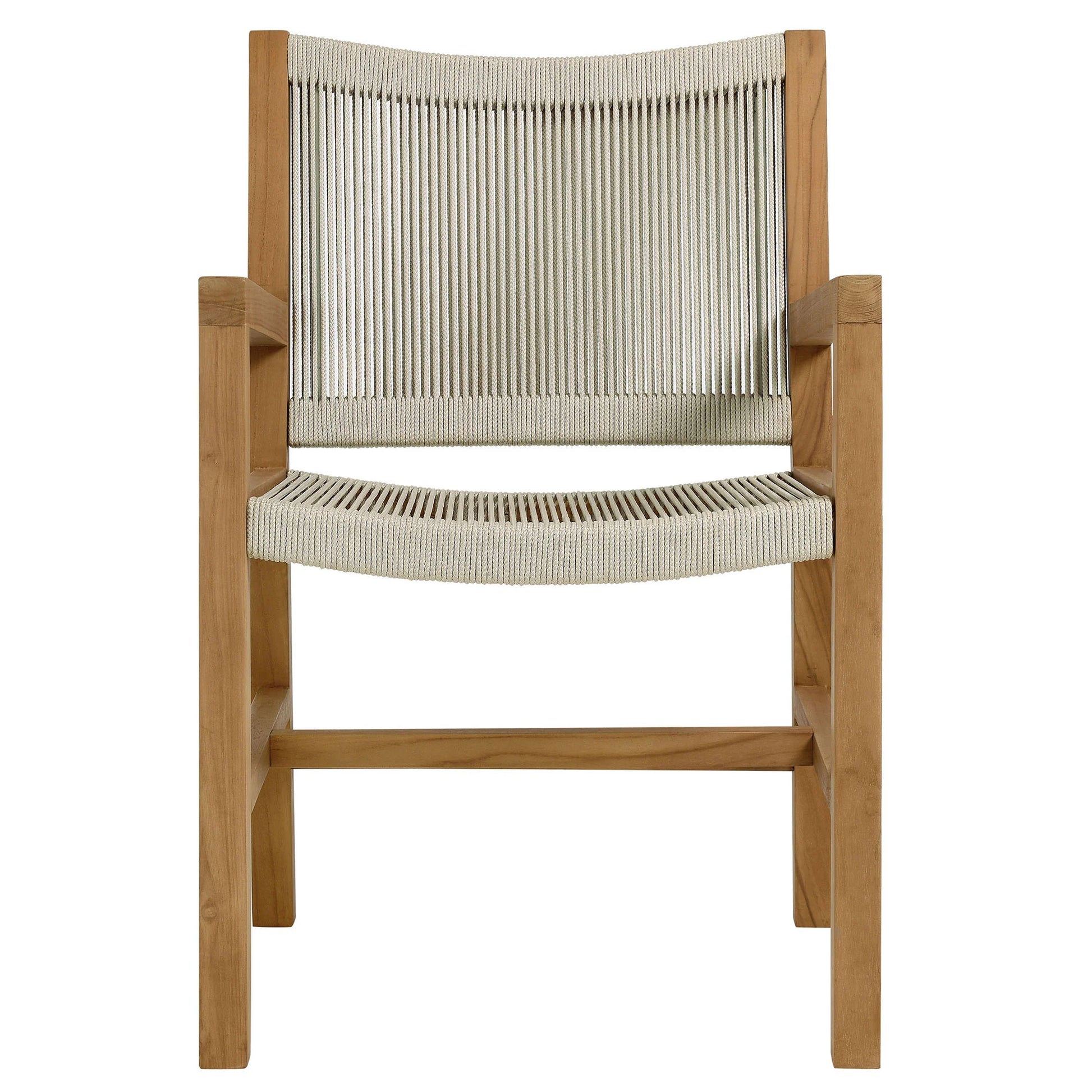 Vienna 7-Piece Outdoor Patio Teak and Rope Dining Set with Armless Chairs. - Venini Furniture 