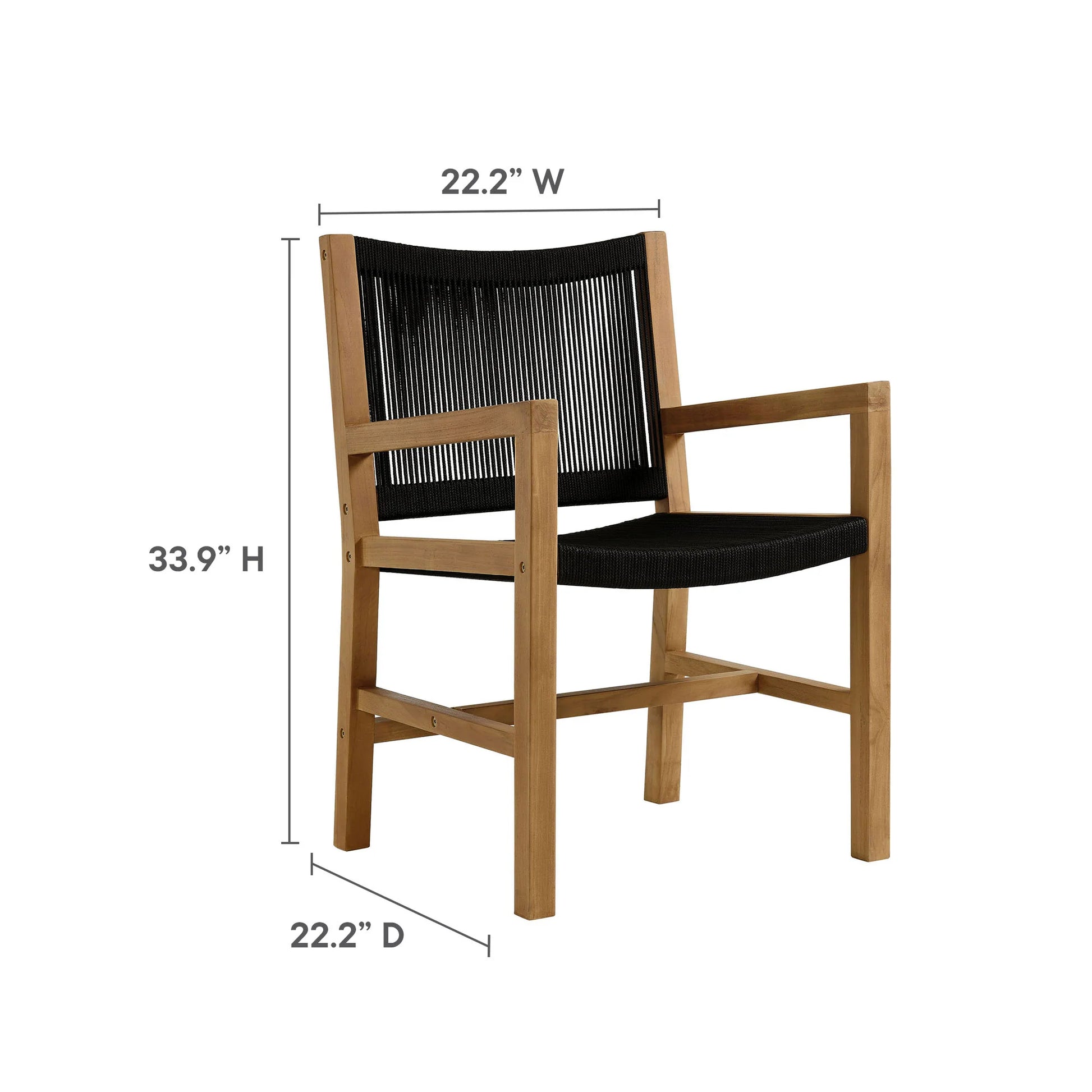 Vienna 7-Piece Outdoor Patio Teak and Rope Dining Set with Armless Chairs. - Venini Furniture 
