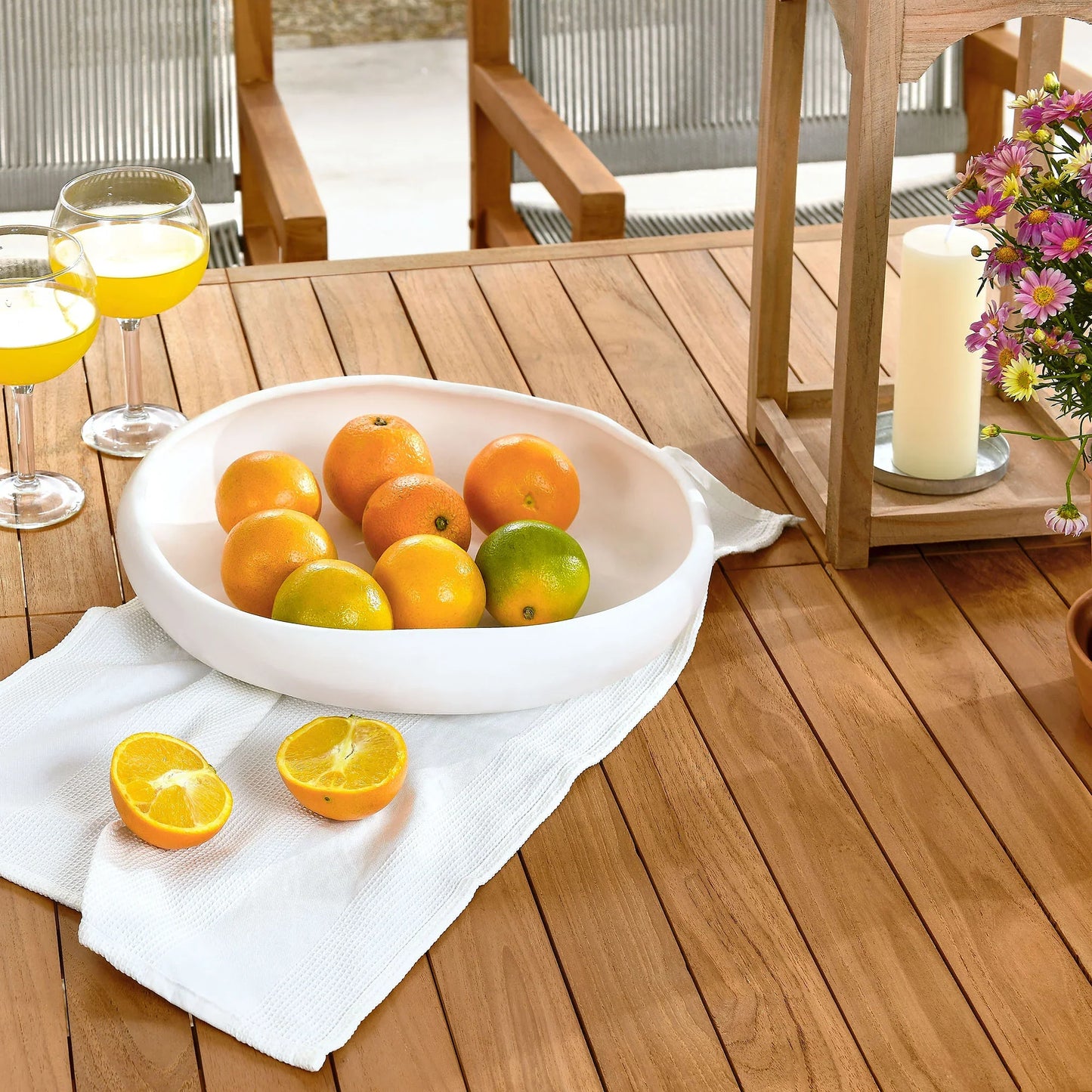 Vienna 7-Piece Outdoor Patio Teak and Rope Dining Set with Armless Chairs. - Venini Furniture 