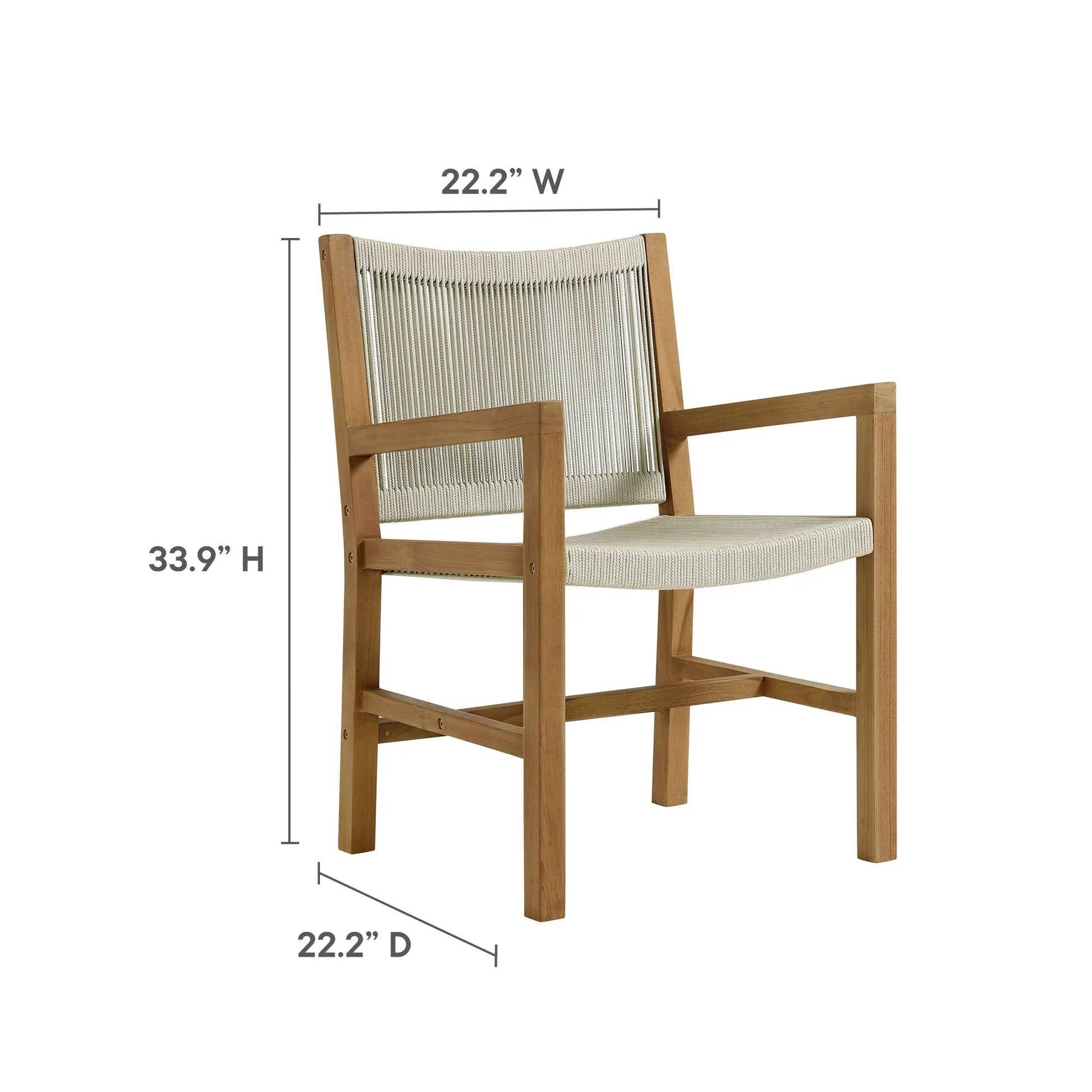 Vienna 7-Piece Outdoor Patio Teak and Rope Dining Set with Armless Chairs. - Venini Furniture 