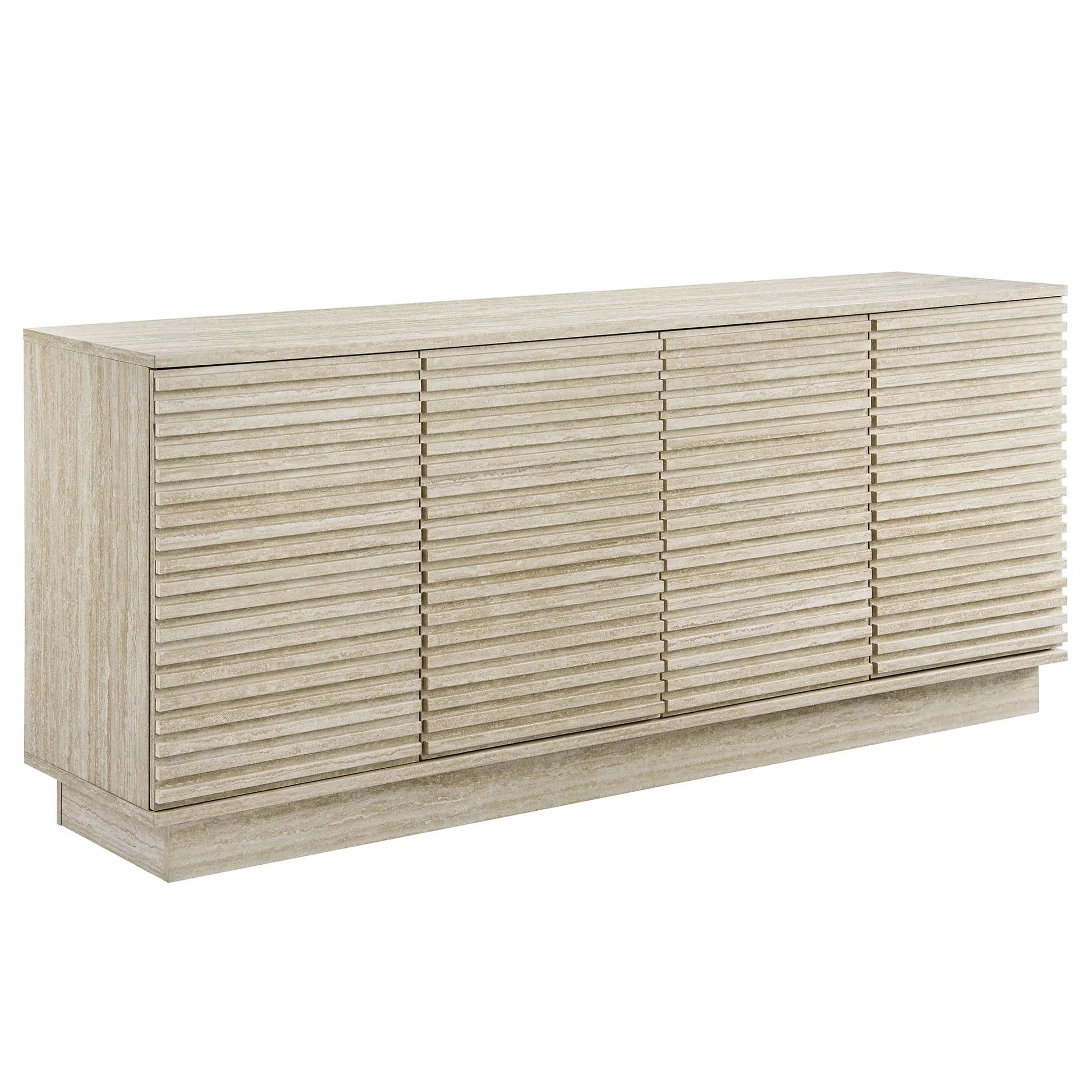 Render 70" Faux Travertine Sideboard Cabinet TV Stand in Travertine. - Venini Furniture 