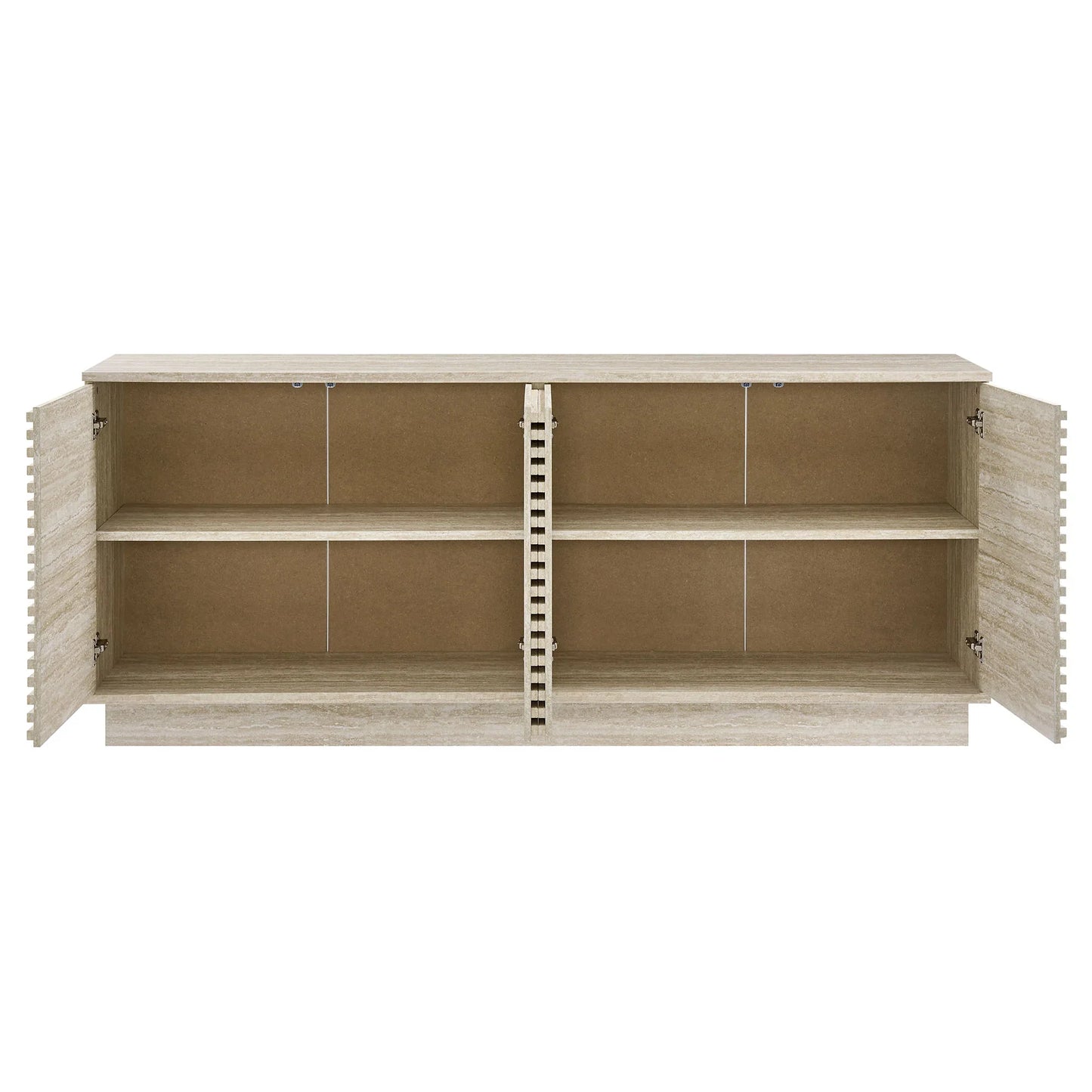 Render 70" Faux Travertine Sideboard Cabinet TV Stand in Travertine. - Venini Furniture 