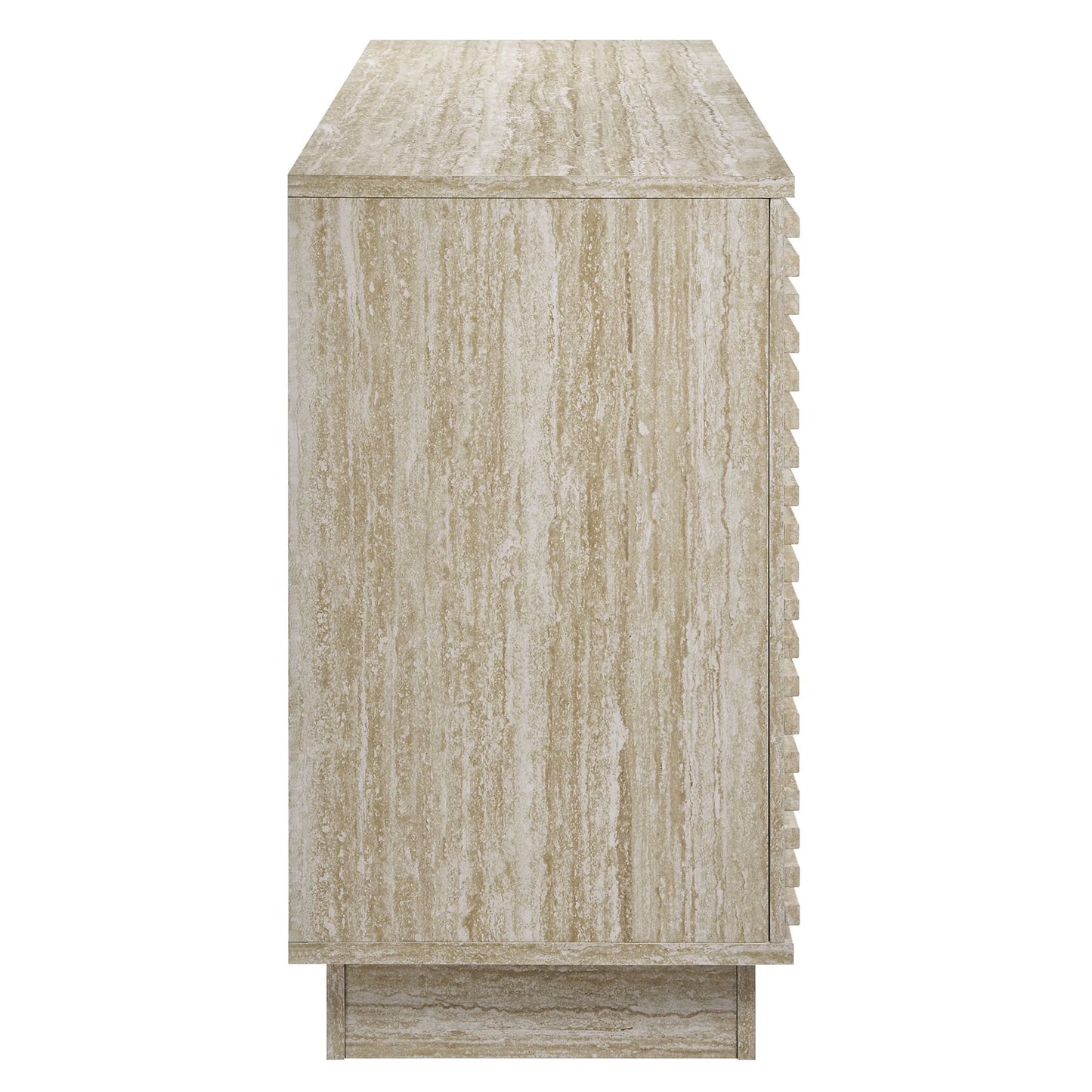 Render 70" Faux Travertine Sideboard Cabinet TV Stand in Travertine. - Venini Furniture 