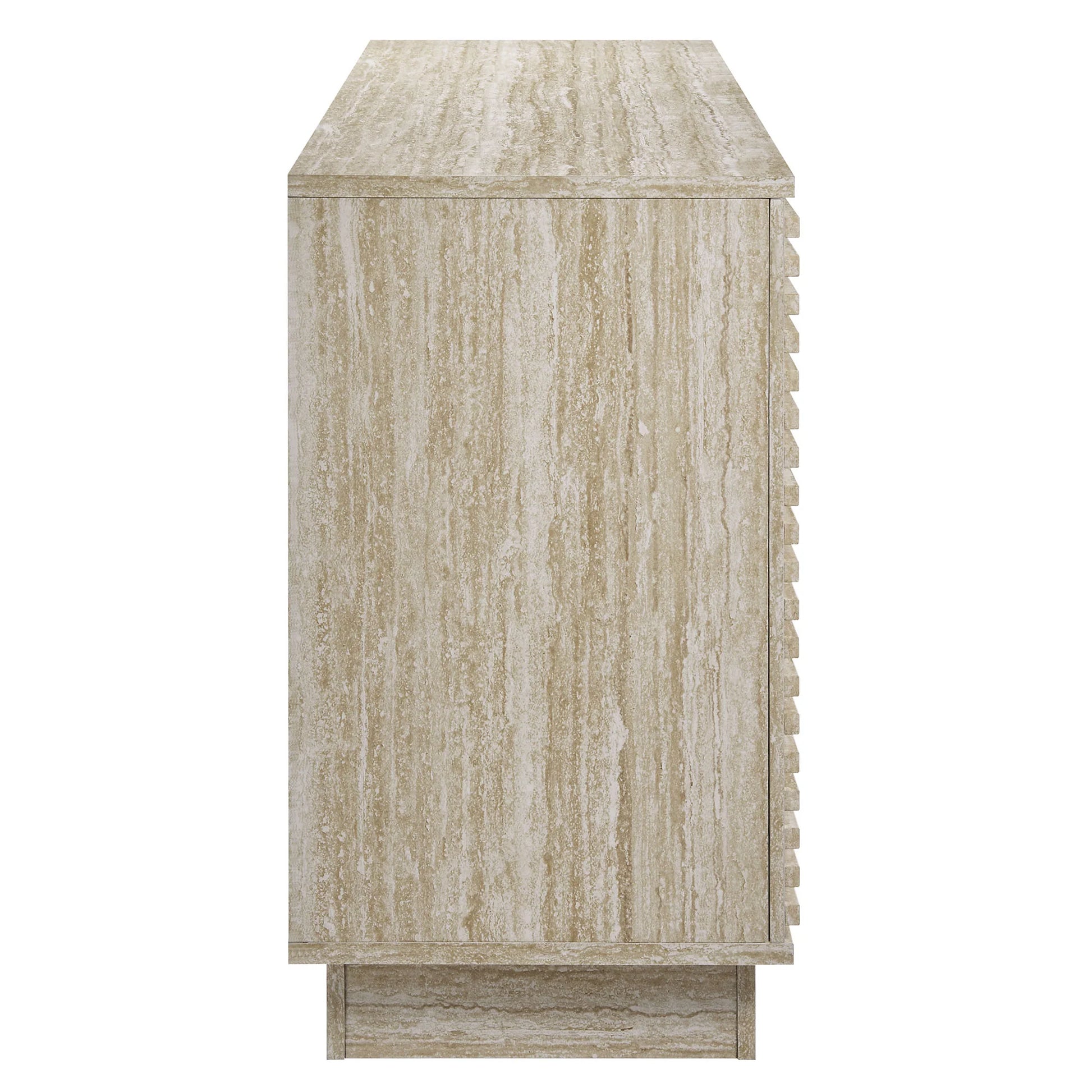 Render 70" Faux Travertine Sideboard Cabinet TV Stand in Travertine. - Venini Furniture 