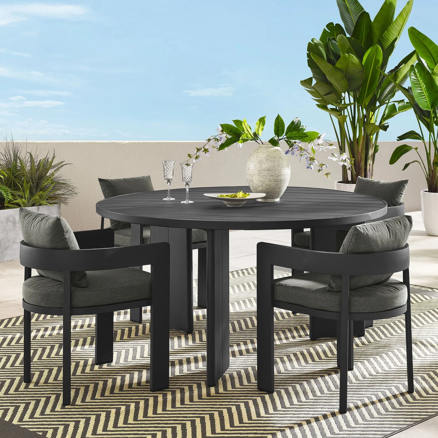 Tahoe 5-Piece Outdoor Patio Aluminum Dining Set. - Venini Furniture 