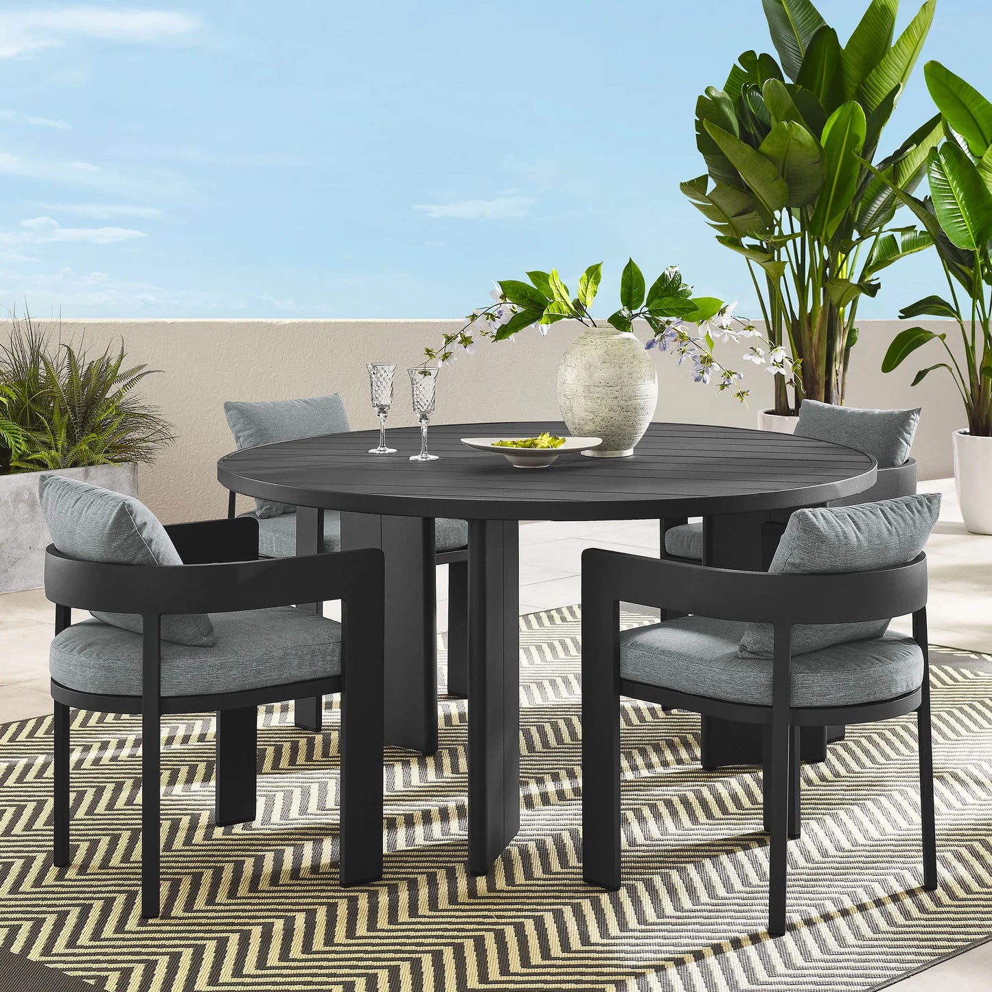 Tahoe 5-Piece Outdoor Patio Aluminum Dining Set. - Venini Furniture 