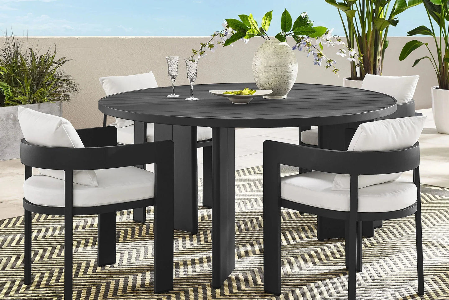 Tahoe 5-Piece Outdoor Patio Aluminum Dining Set. - Venini Furniture 