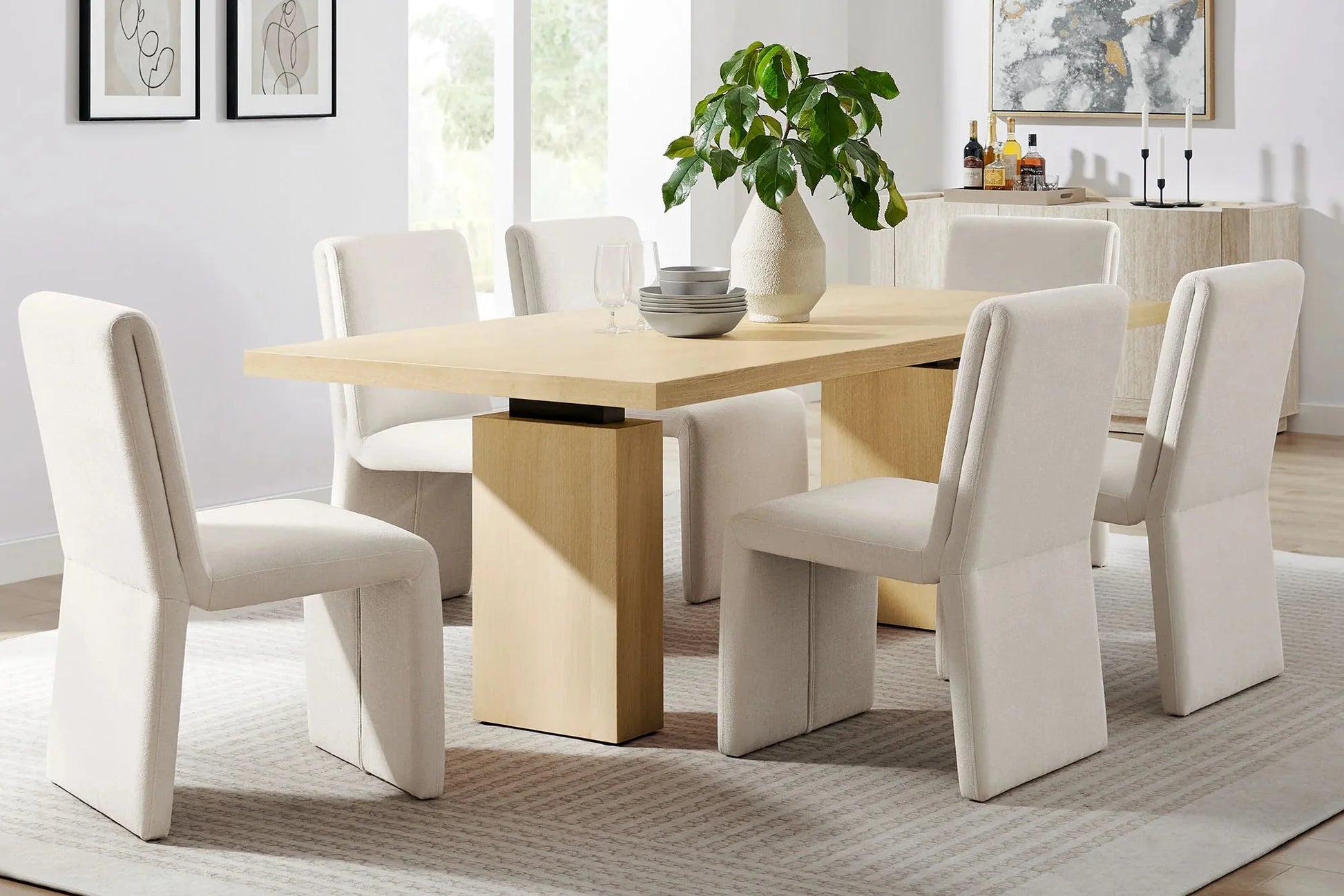 Piston 82" Rectangular Wood Dining Table in Natural. - Venini Furniture 